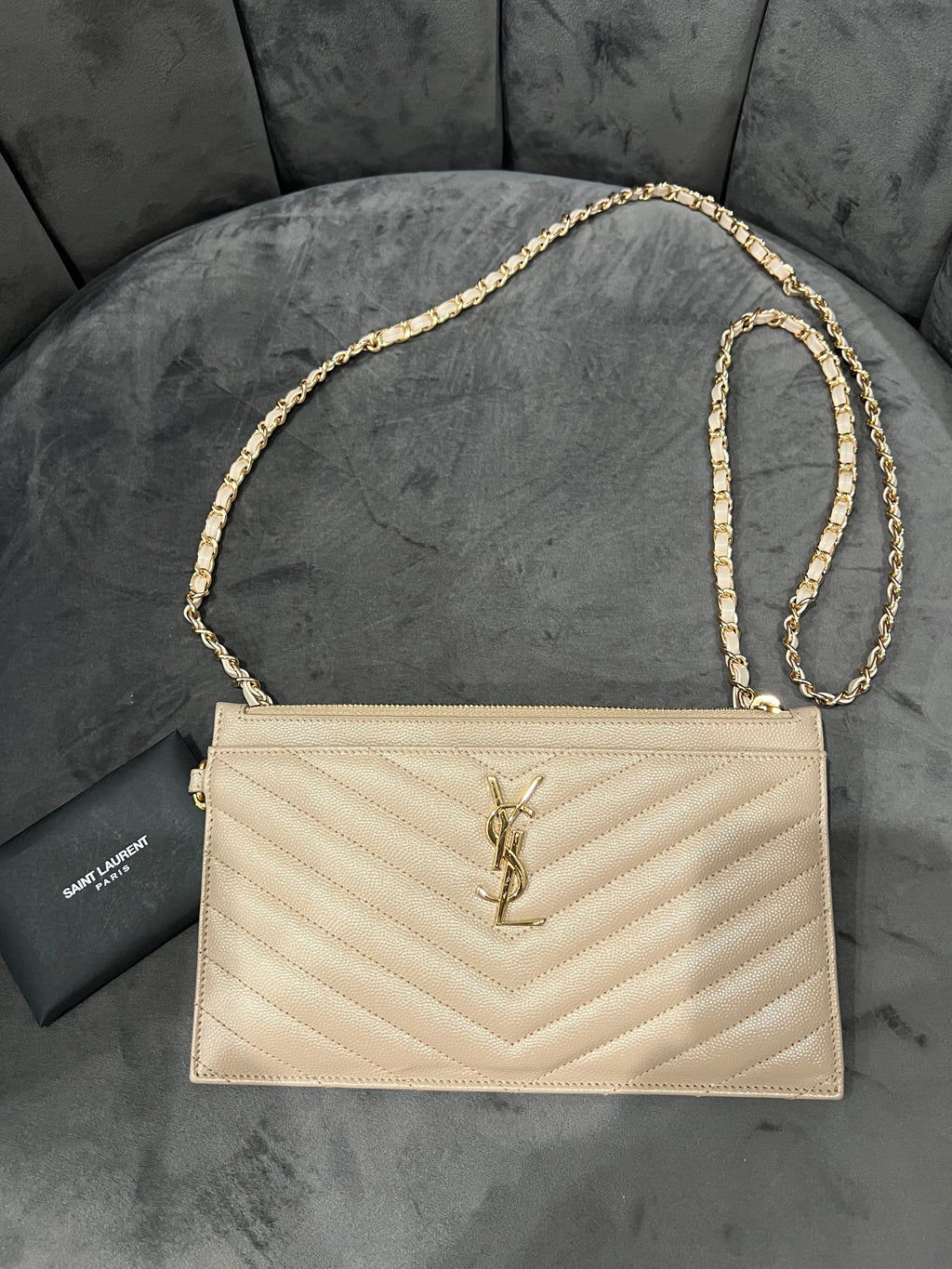 Beige Yves Saint Laurent wristlet / crossbody