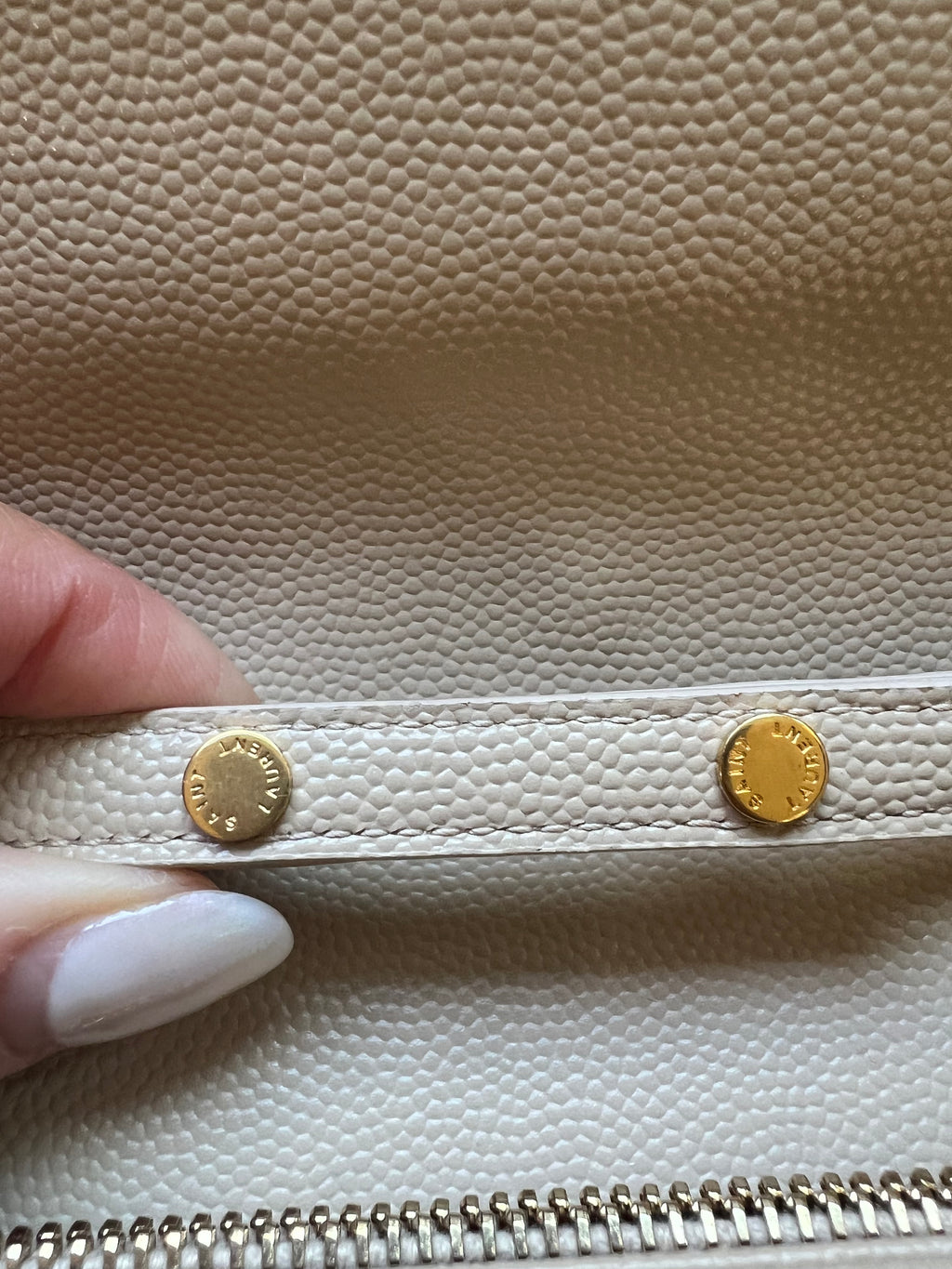 YSL cassandre flap large wallet on chain beige