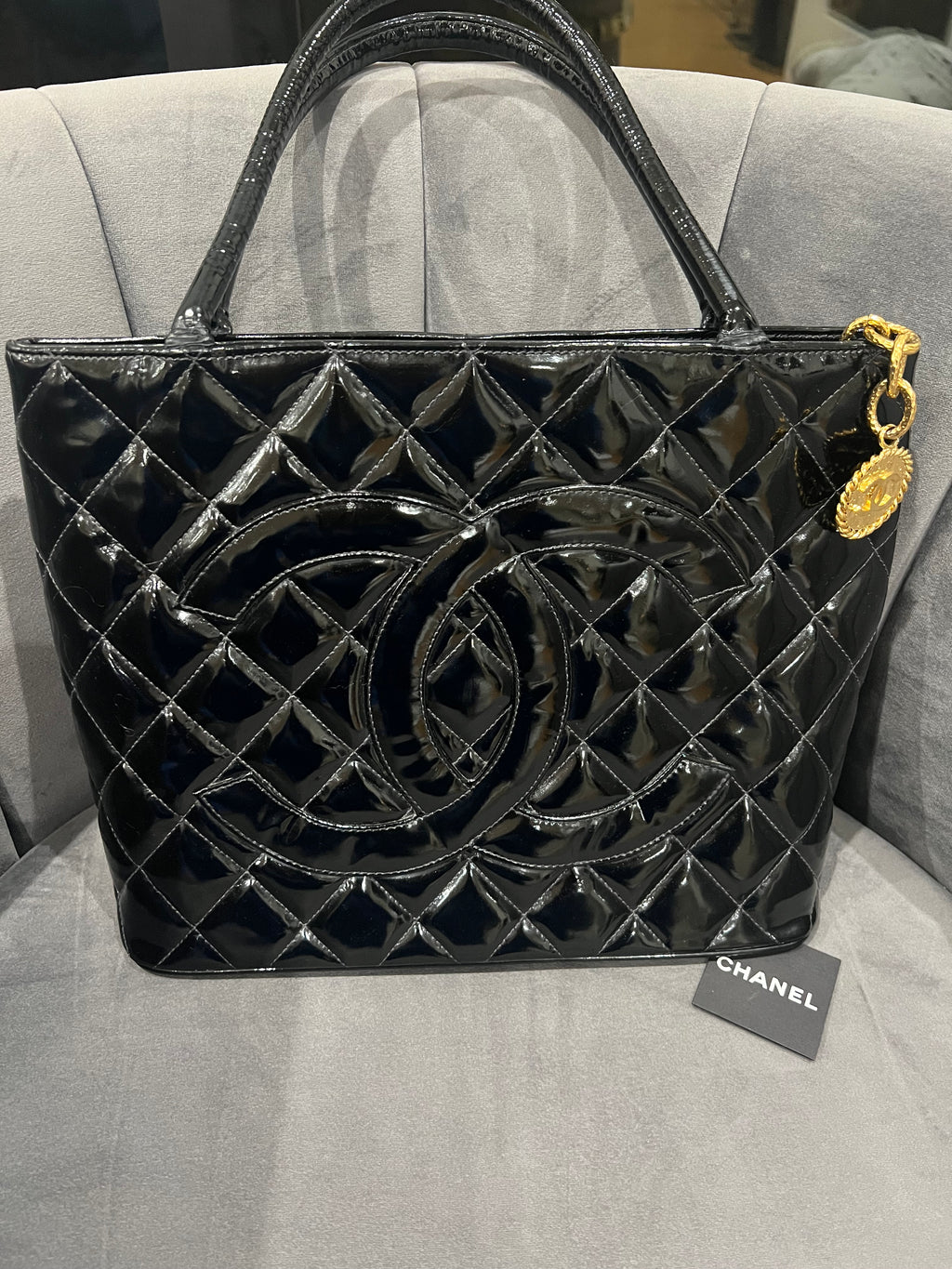 Chanel Medallion Tote Patent Black