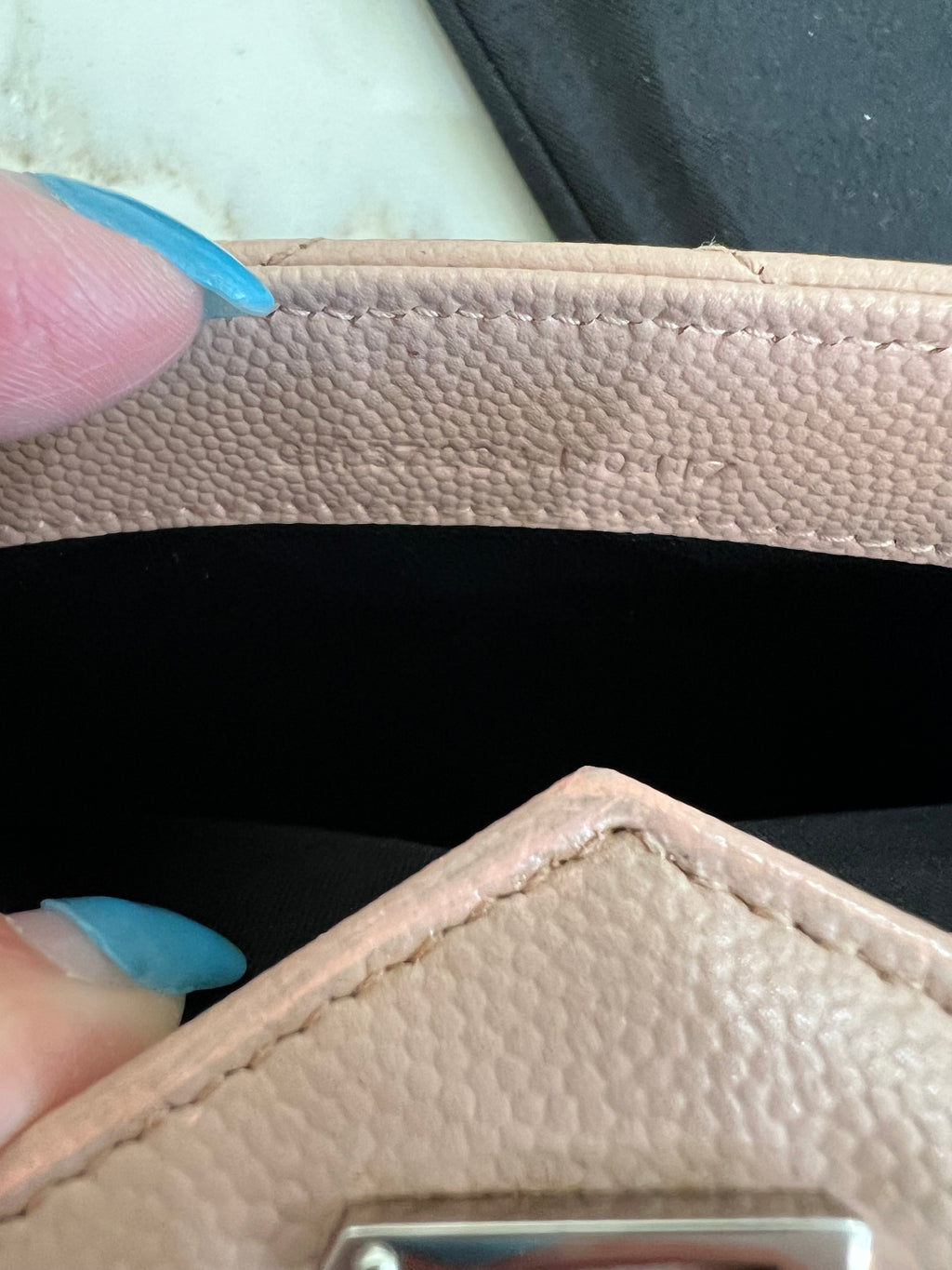 Pink YSL cassandre wallet on chain