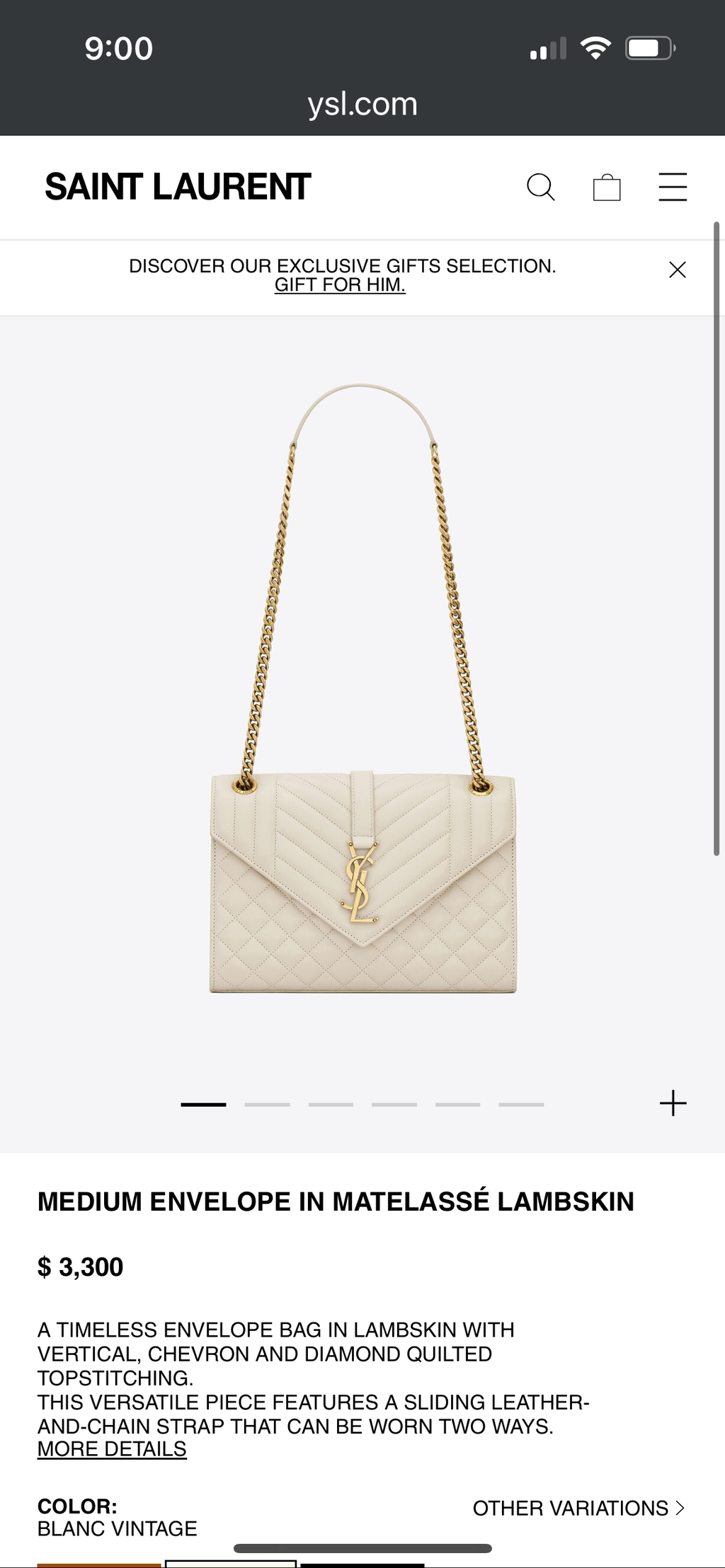 YSL mixed matelasse envelope bag