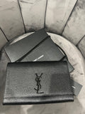 YVES SAINT LAURENT Grain De Poudre Medium Classic Monogram Kate Satchel Black