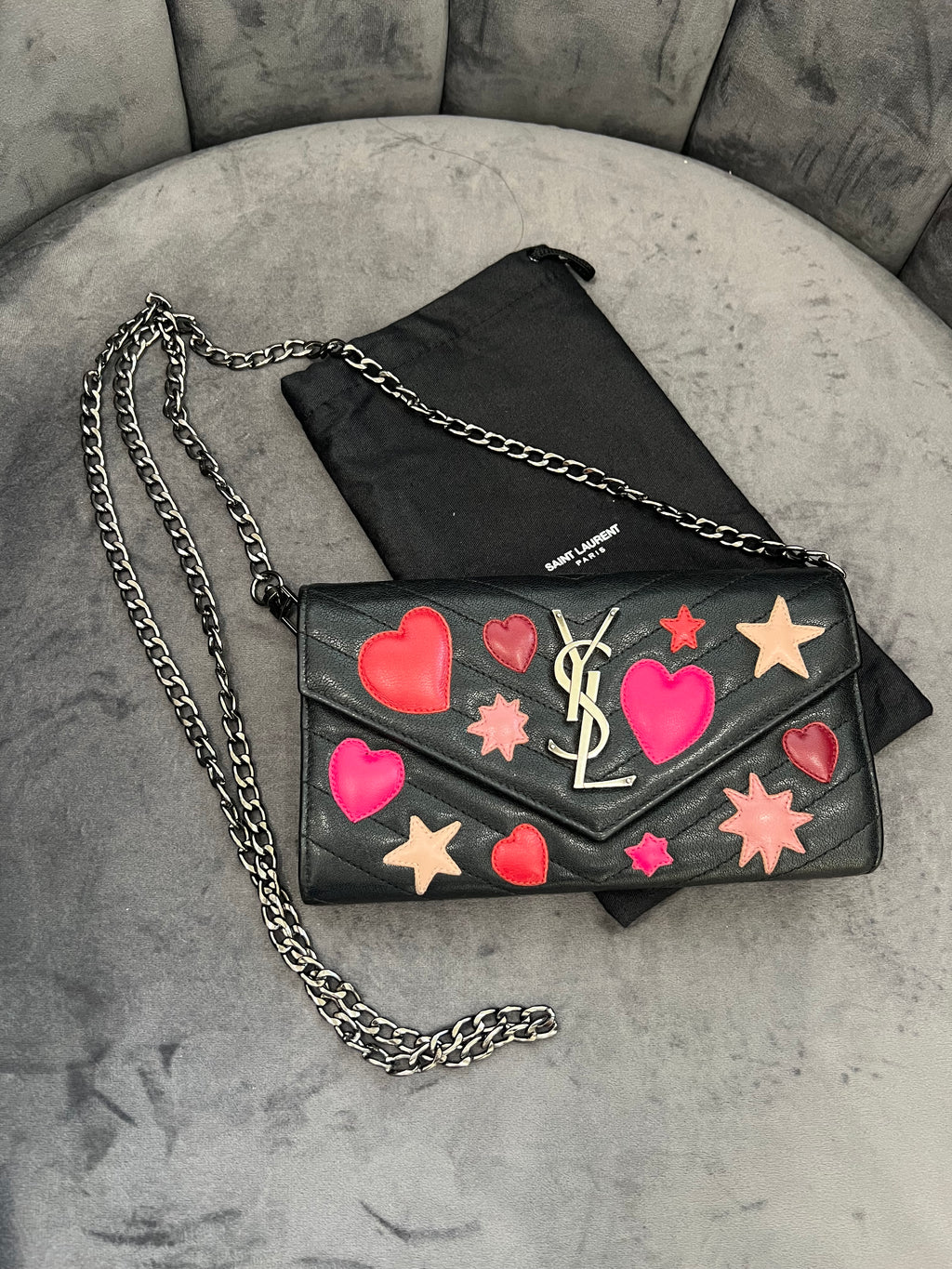 Rare YSL hearts envelope flap wallet on chain