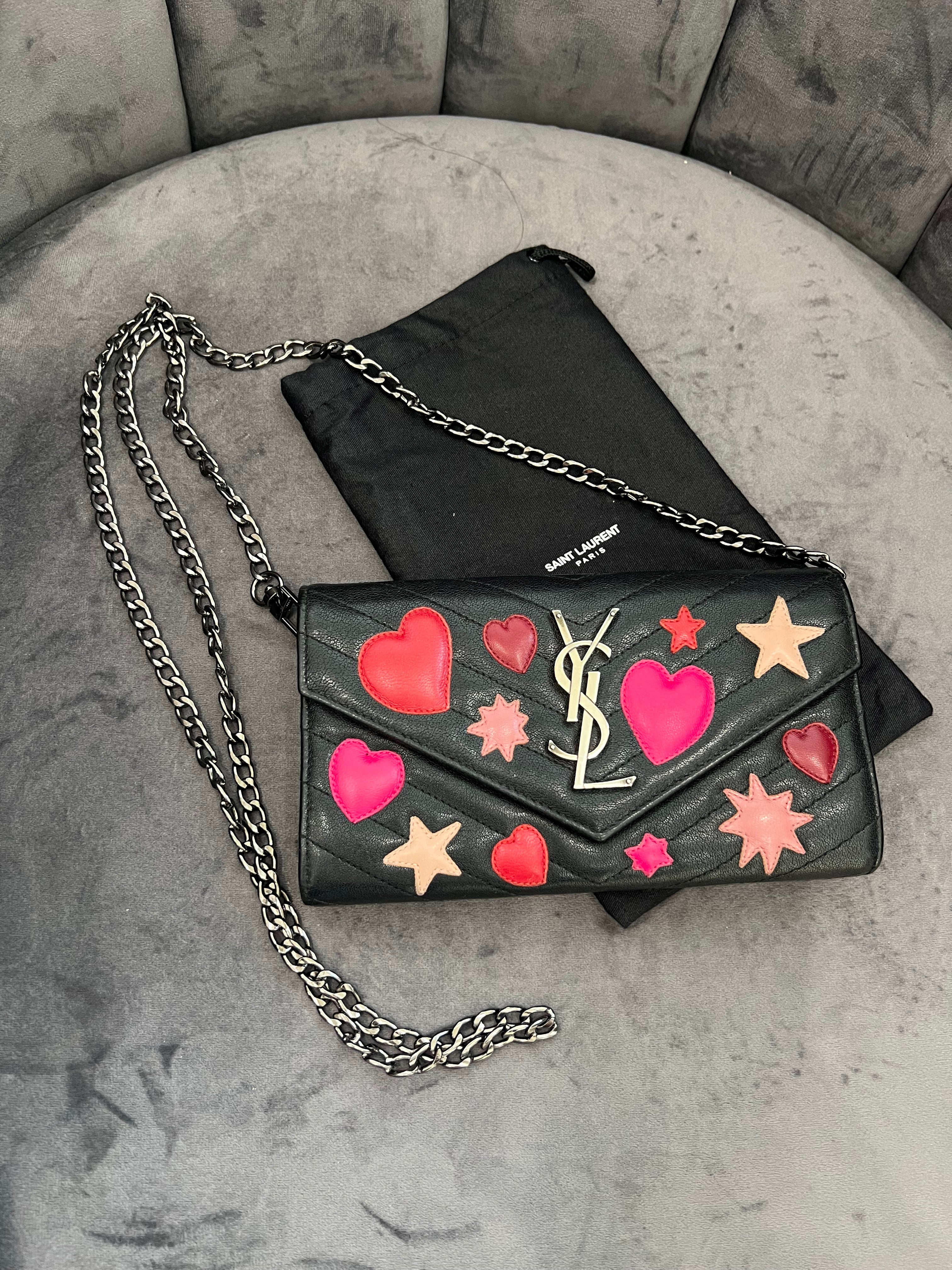 Rare YSL hearts envelope flap wallet on chain