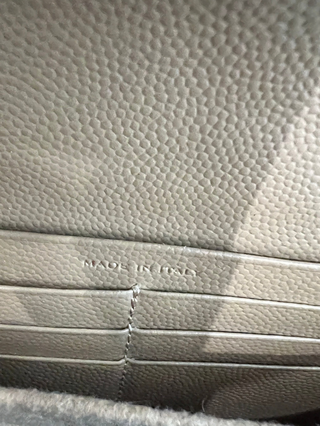 Beige YSL cassandre wallet on chain