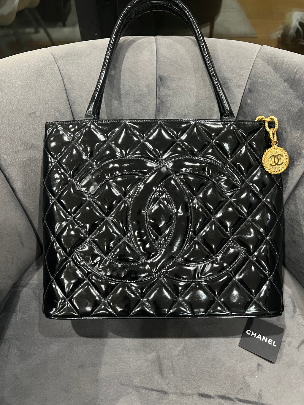 Chanel Medallion Tote Patent Black