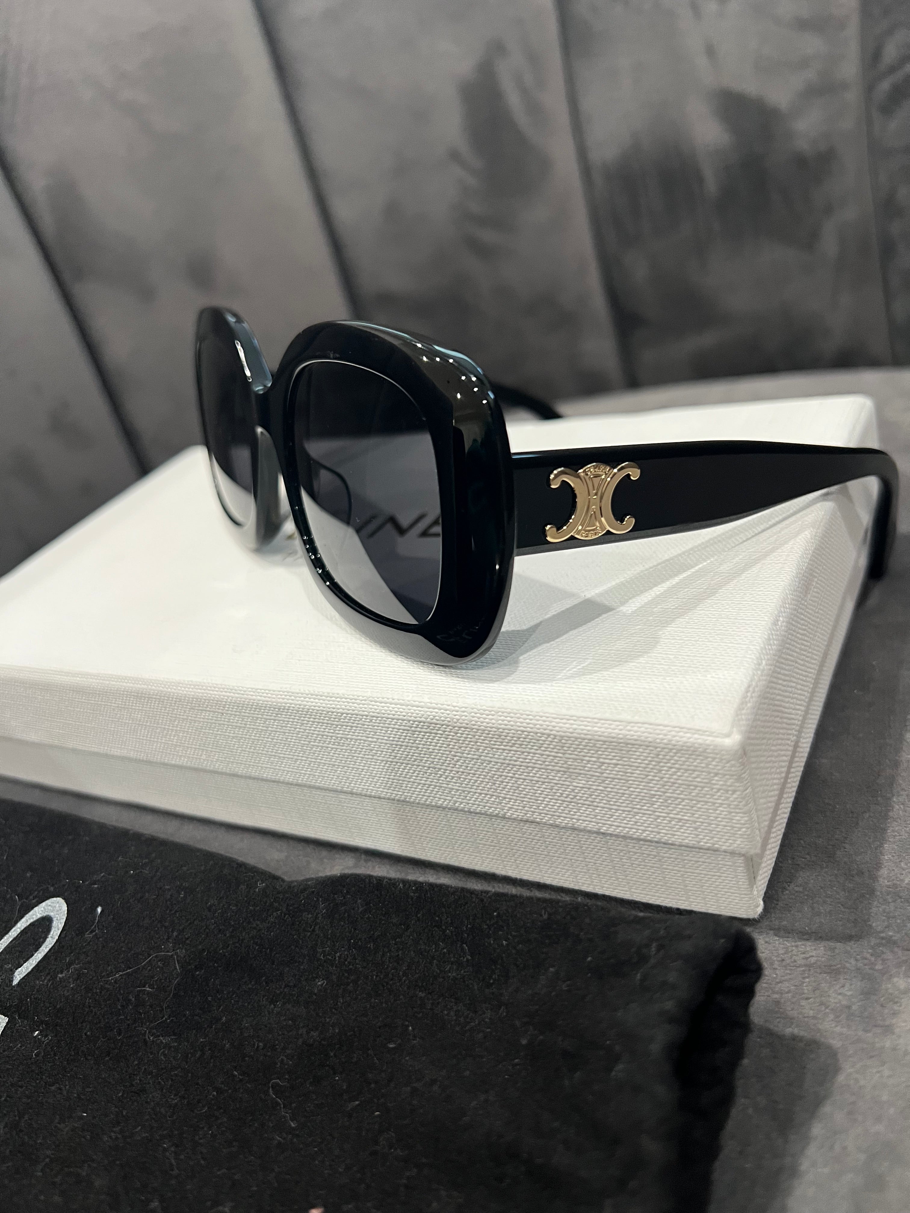 Celine Black Sunglasses with Triomphe Gold Accent