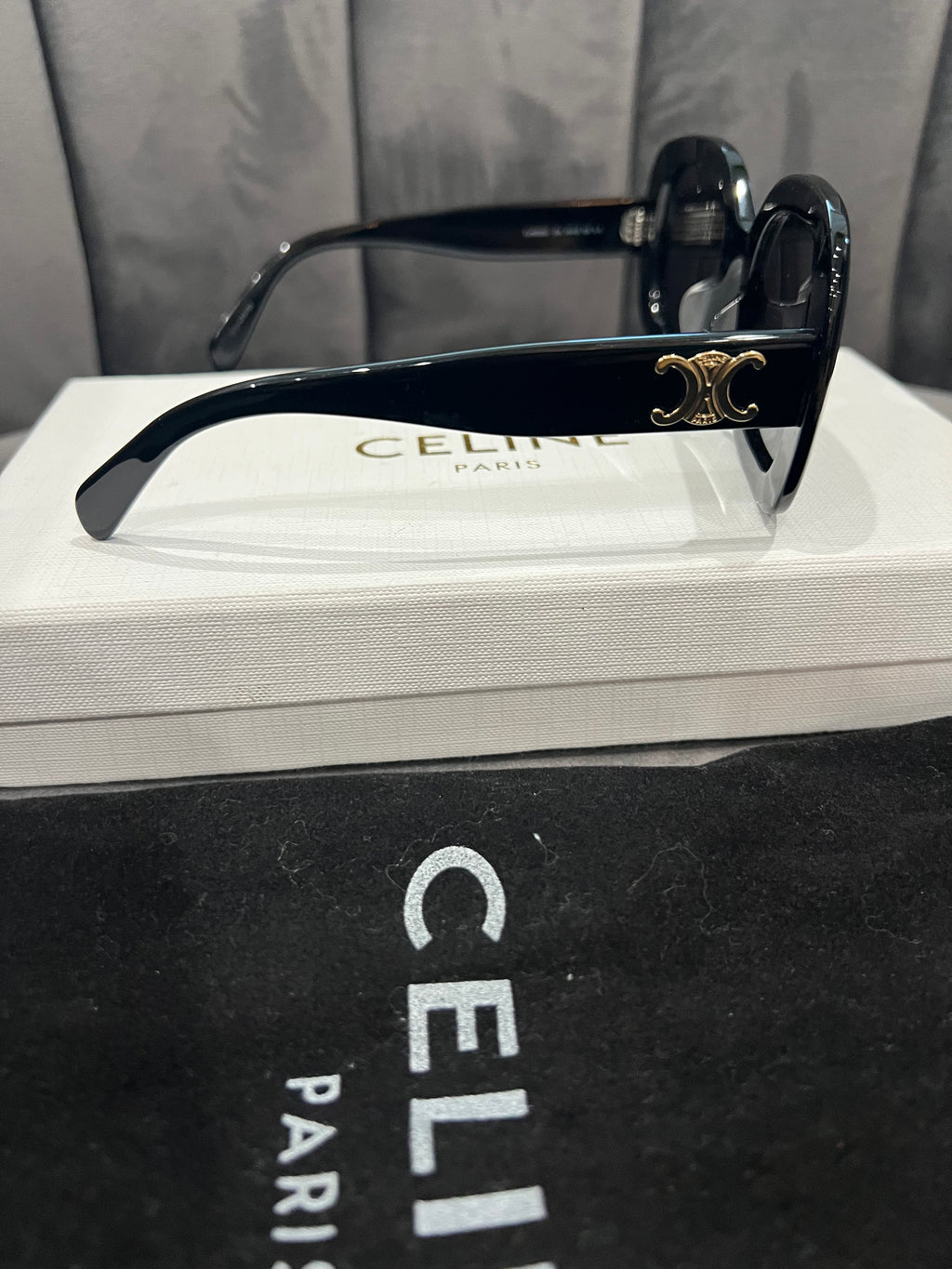 Celine Black Sunglasses with Triomphe Gold Accent