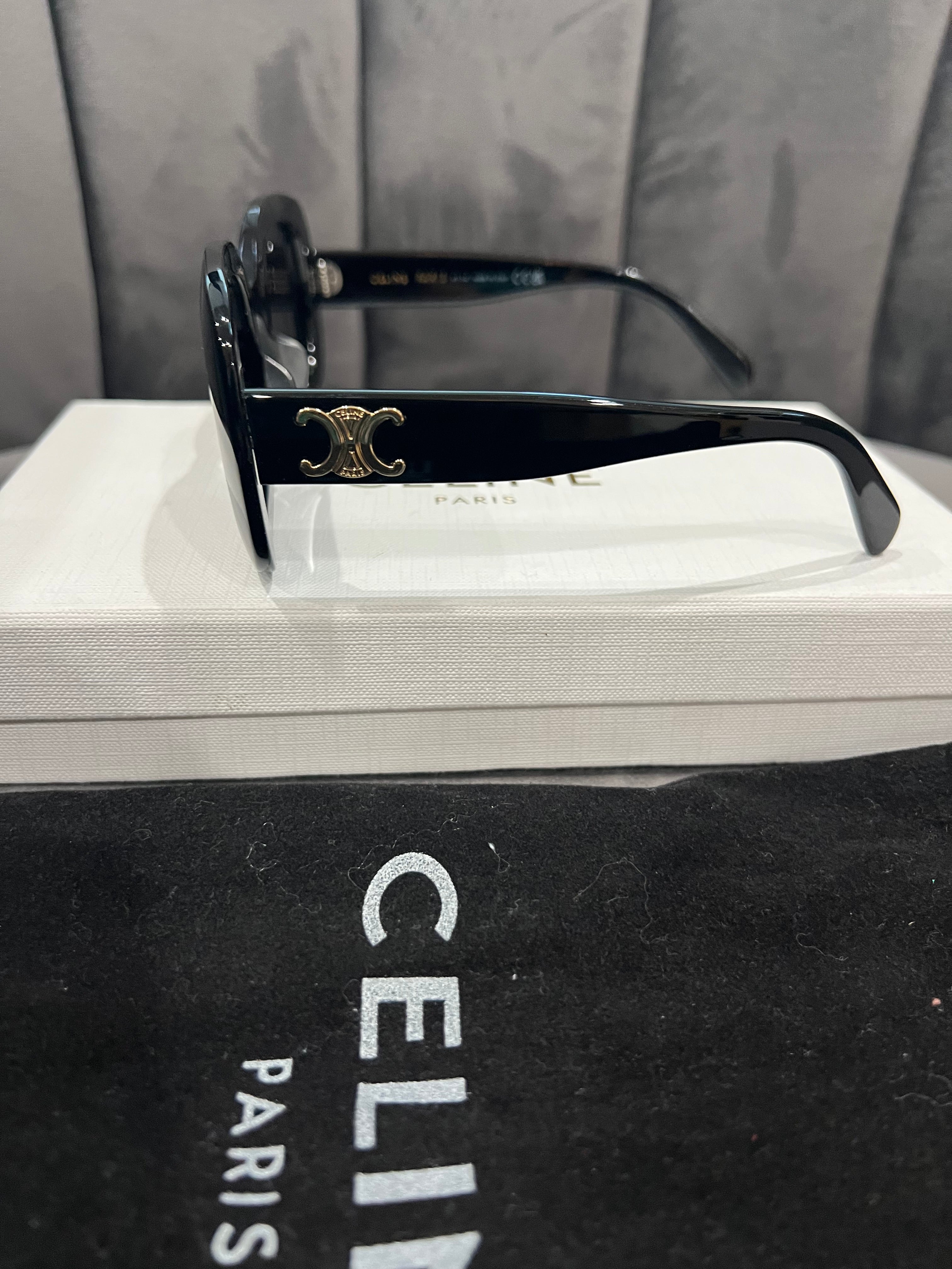 Celine Black Sunglasses with Triomphe Gold Accent
