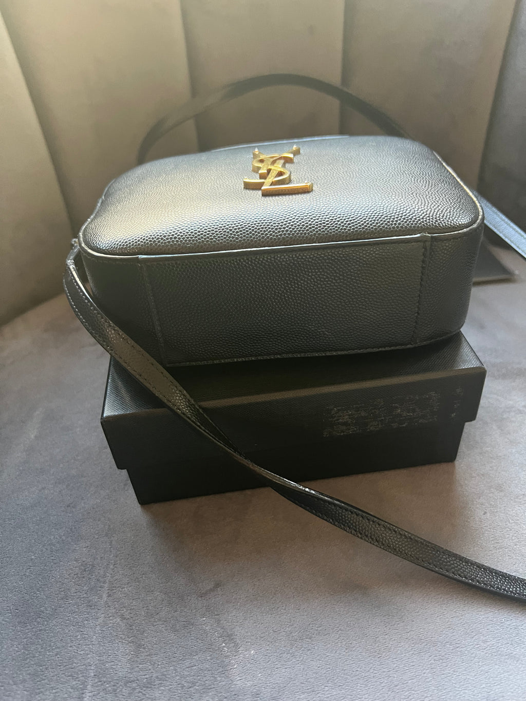 Yves Saint Laurent camera Lou monogram bag pebbled