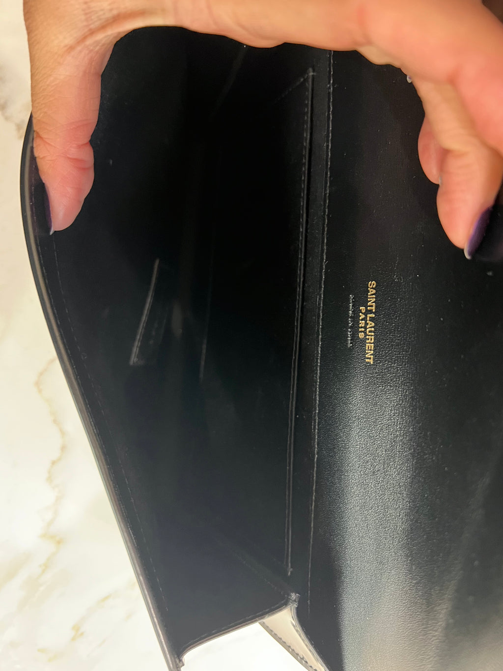 YSL Flap Two Tone Napa Pouch Wristlet
