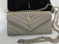 Grey YSL monogram wallet on chain