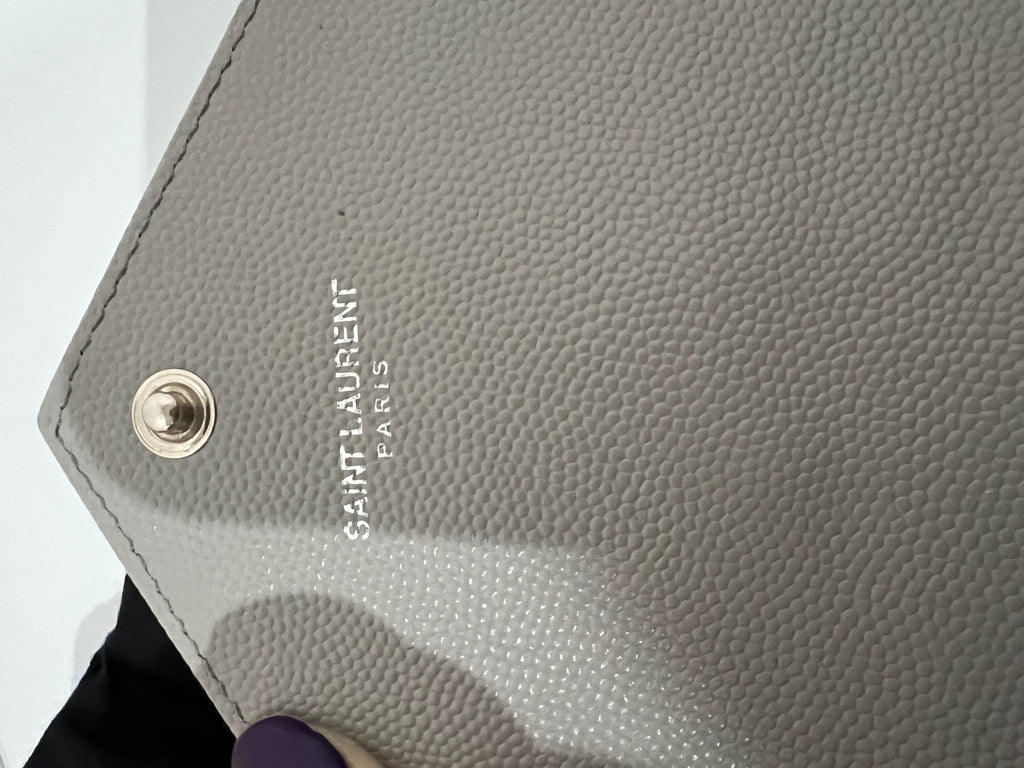 Grey YSL monogram wallet on chain