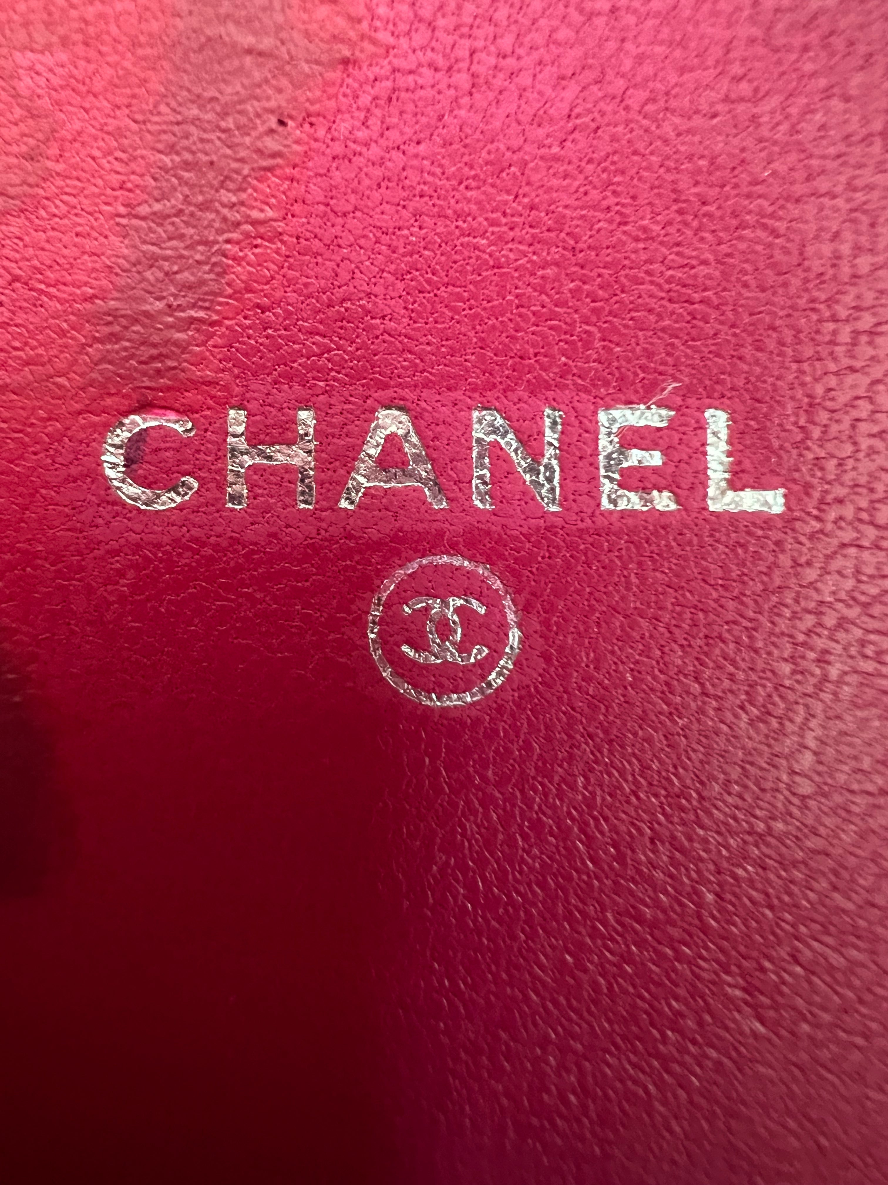 Chanel matelasse pink wallet on chain