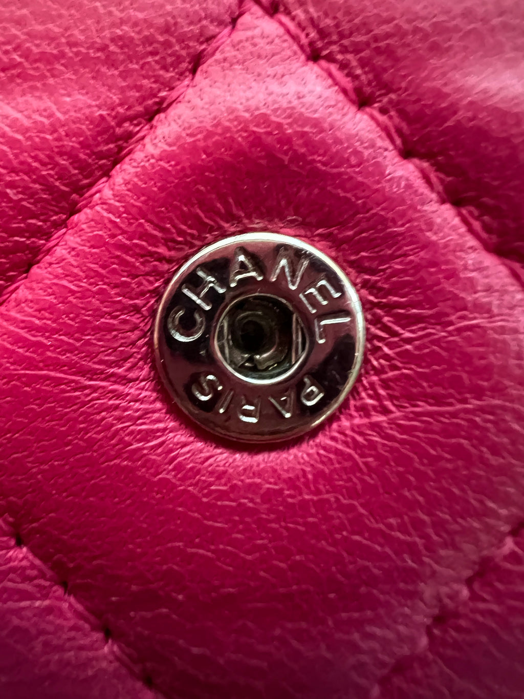 Chanel matelasse pink wallet on chain