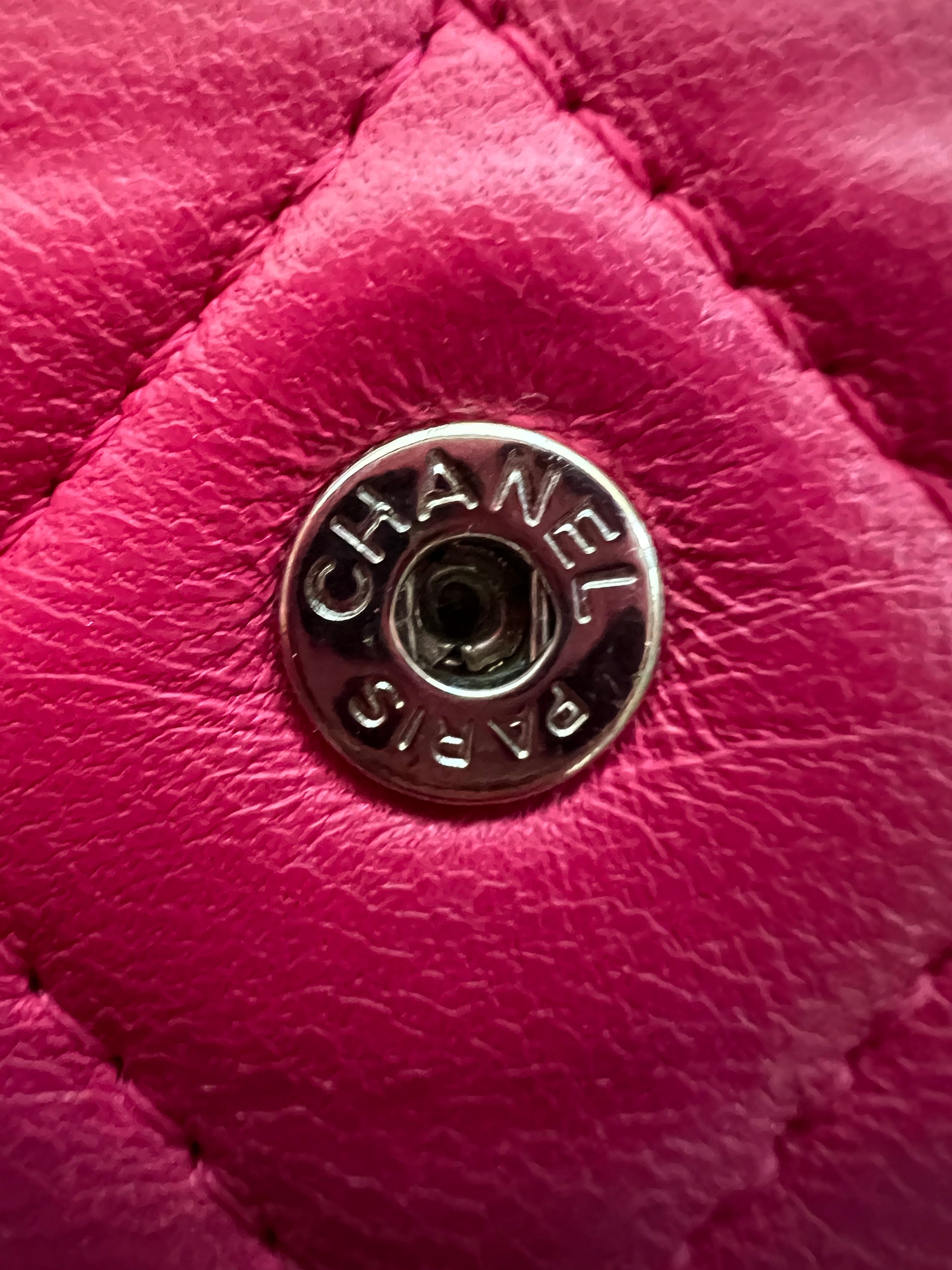 Chanel matelasse pink wallet on chain