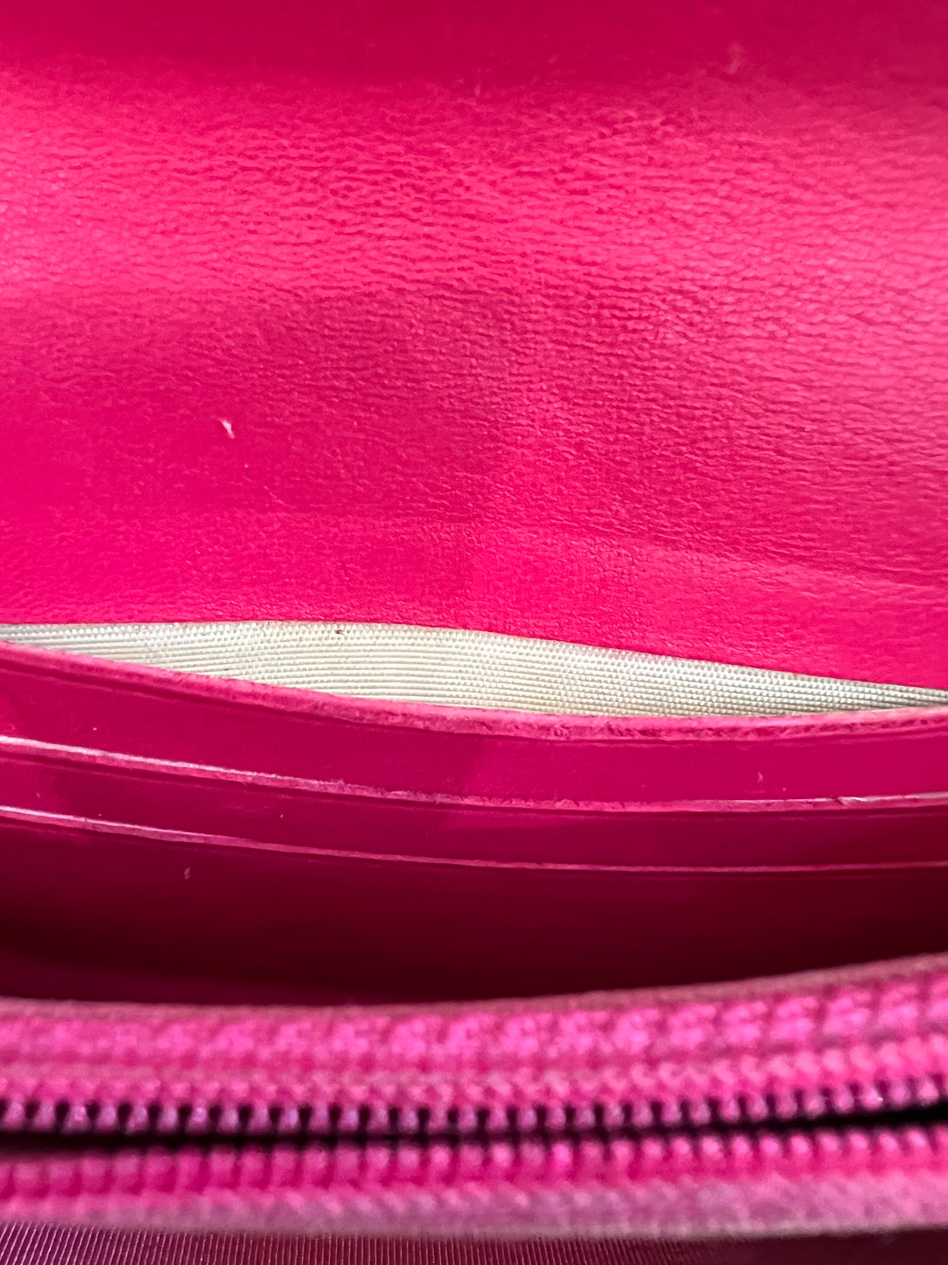 Chanel matelasse pink wallet on chain