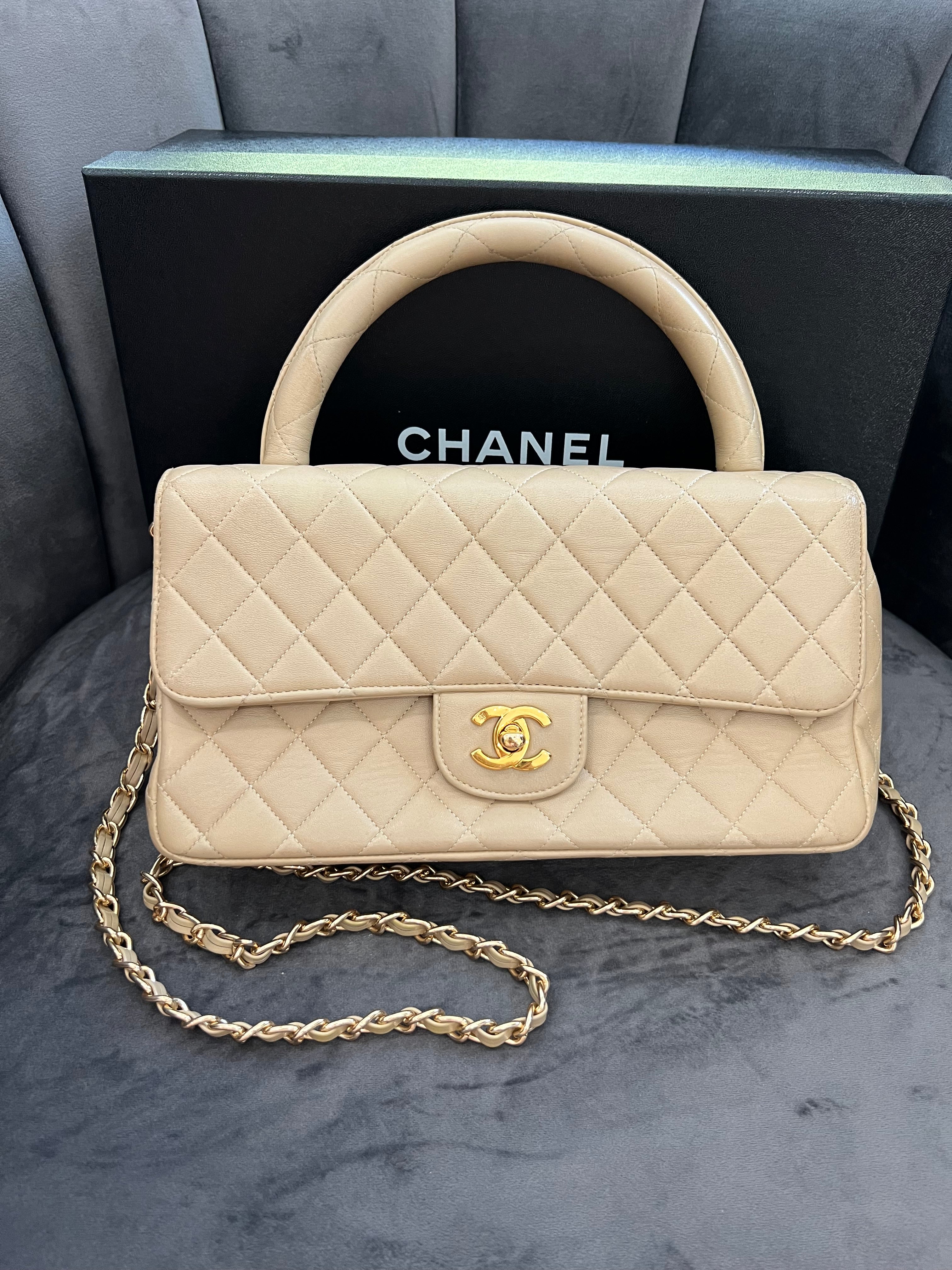 Rare Vintage Chanel Kelly top handle bag 24k Gold Hardware