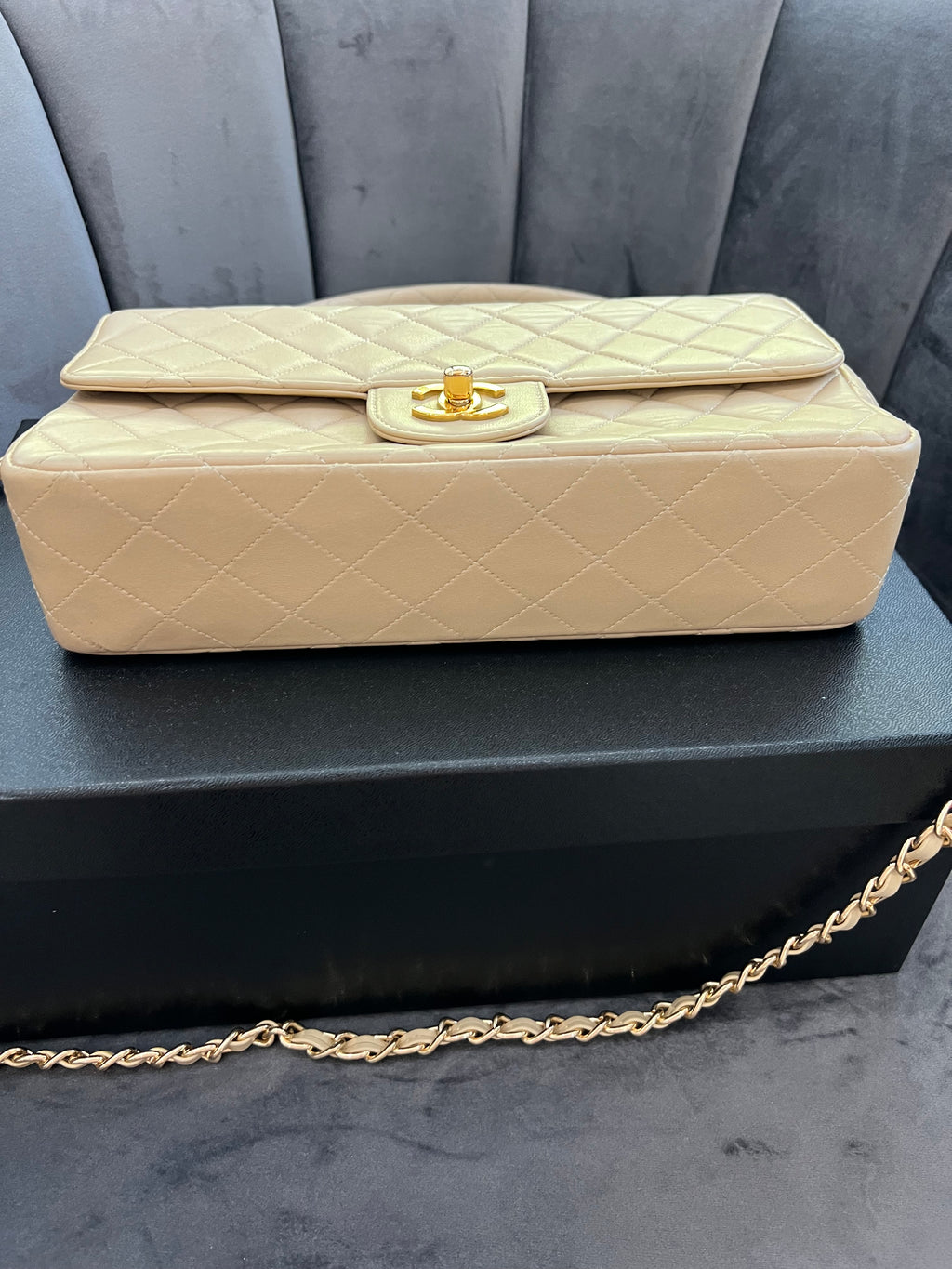 Rare Vintage Chanel Kelly top handle bag 24k Gold Hardware