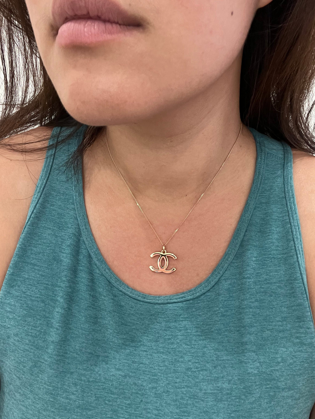Upcycled Chanel CC charm bracelet - Thin gold chain