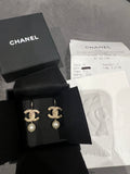 Chanel CC Crystal and Pearl Drop Earrings