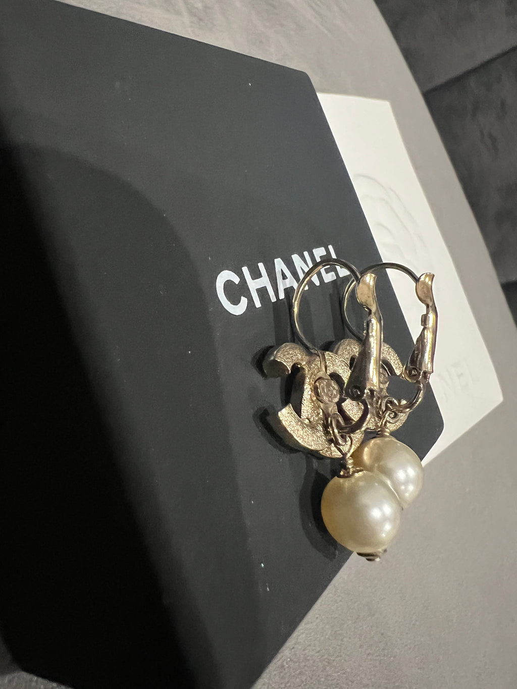 Chanel CC Crystal and Pearl Drop Earrings