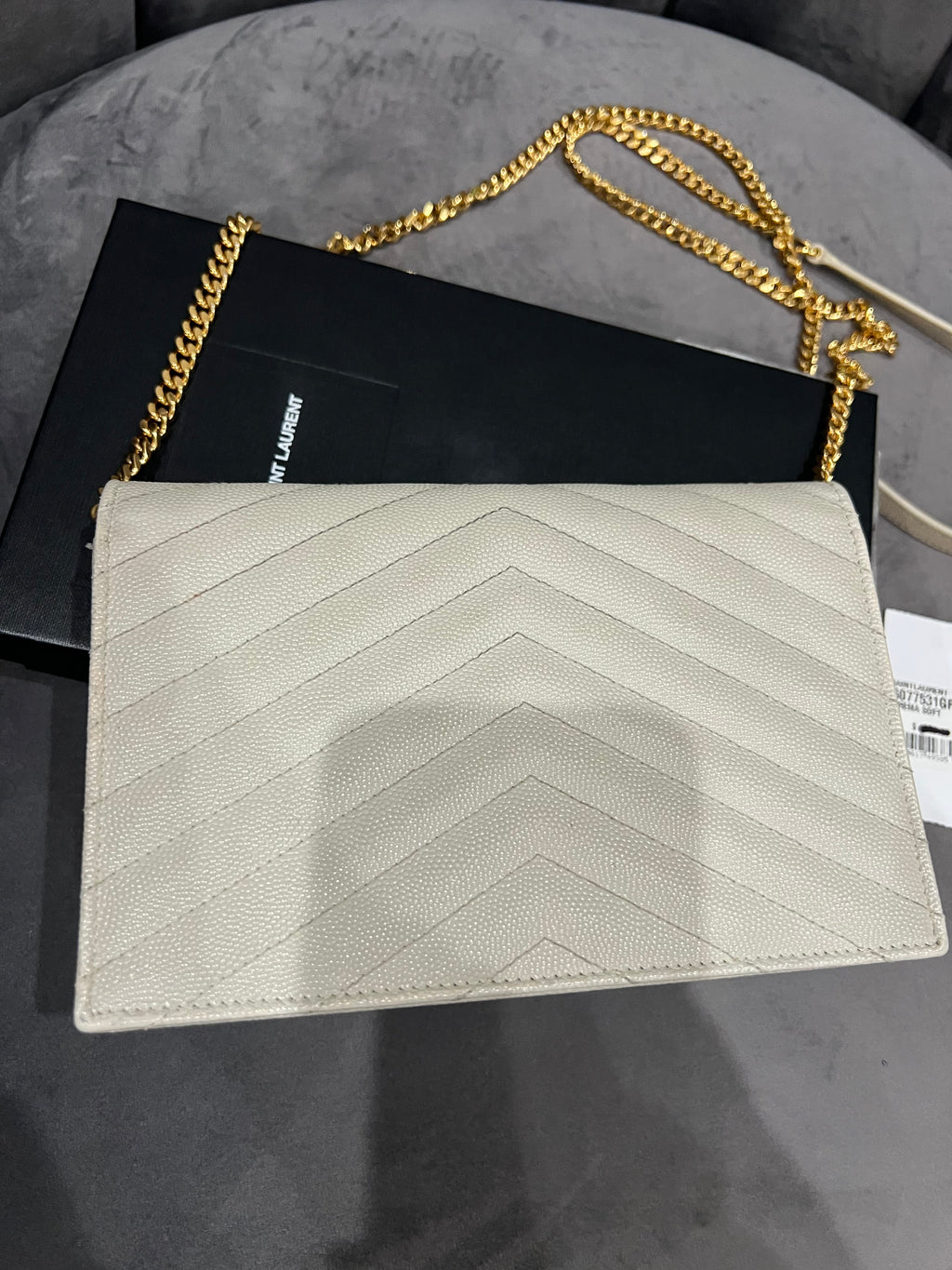 Yves Saint Laurent Cassandre Matelasse Envelope Wallet on chain
