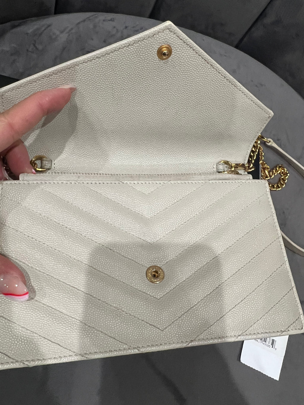 Yves Saint Laurent Cassandre Matelasse Envelope Wallet on chain