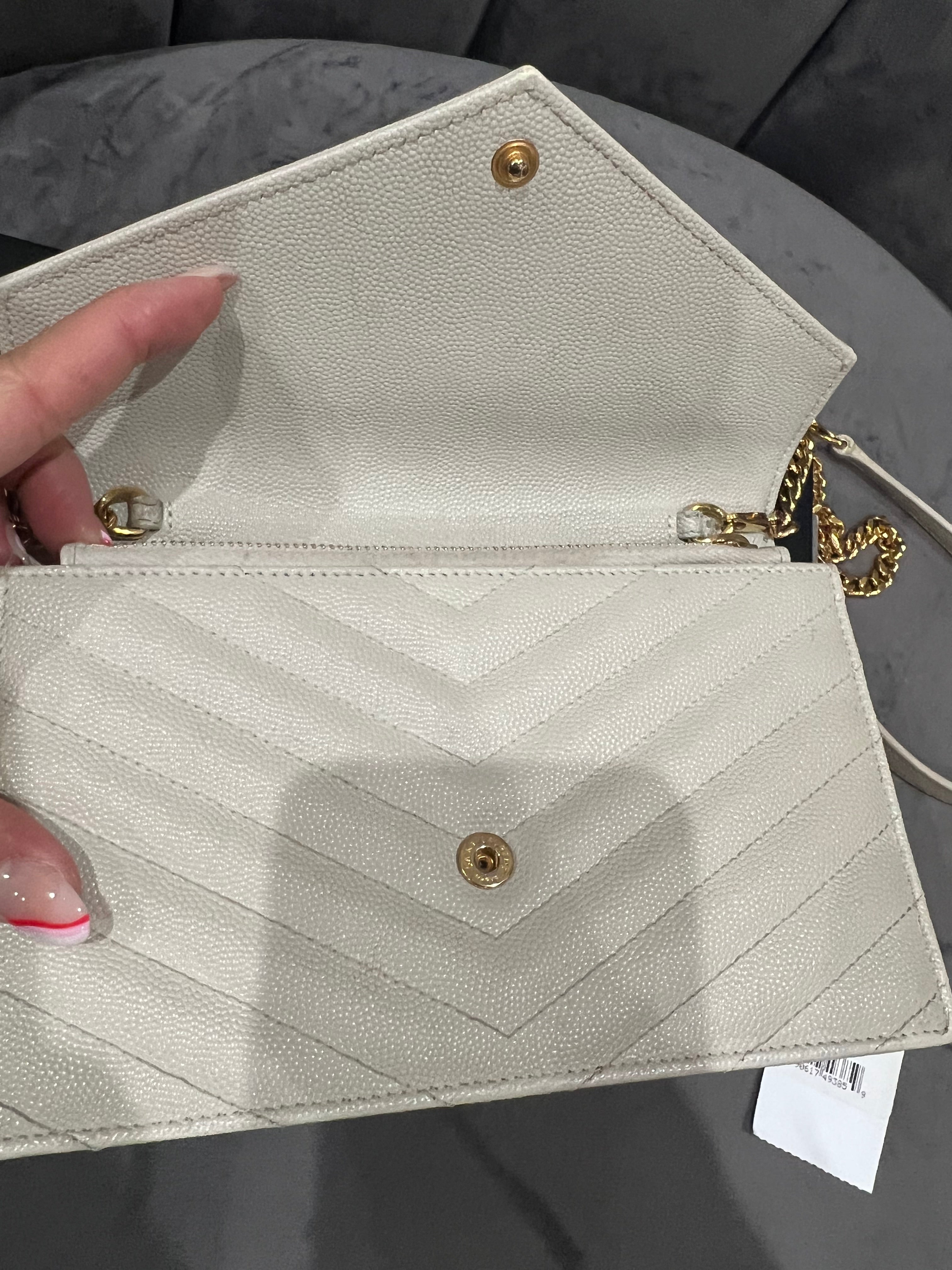 Yves Saint Laurent Cassandre Matelasse Envelope Wallet on chain
