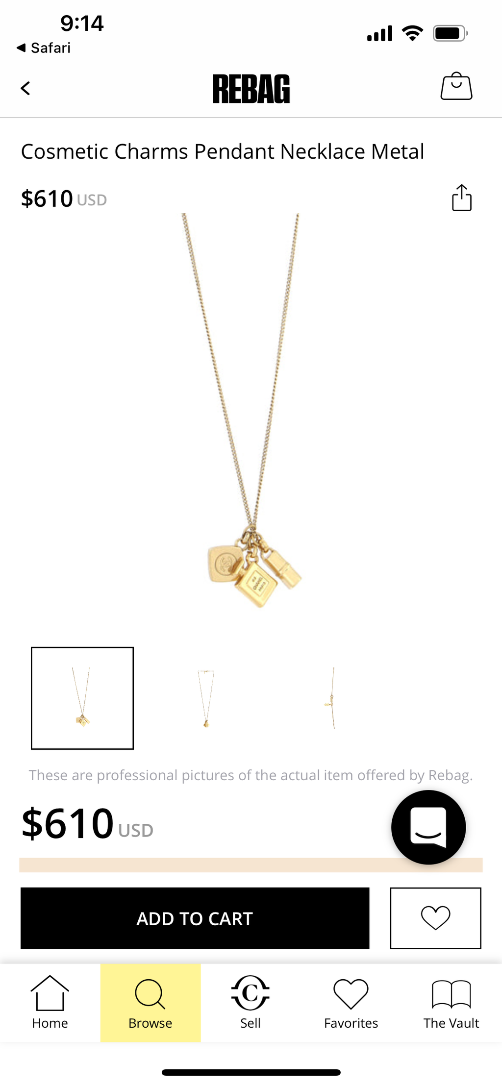 Chanel perfume charm lariat necklace