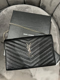 YSL wallet on chain black and silver in size large
