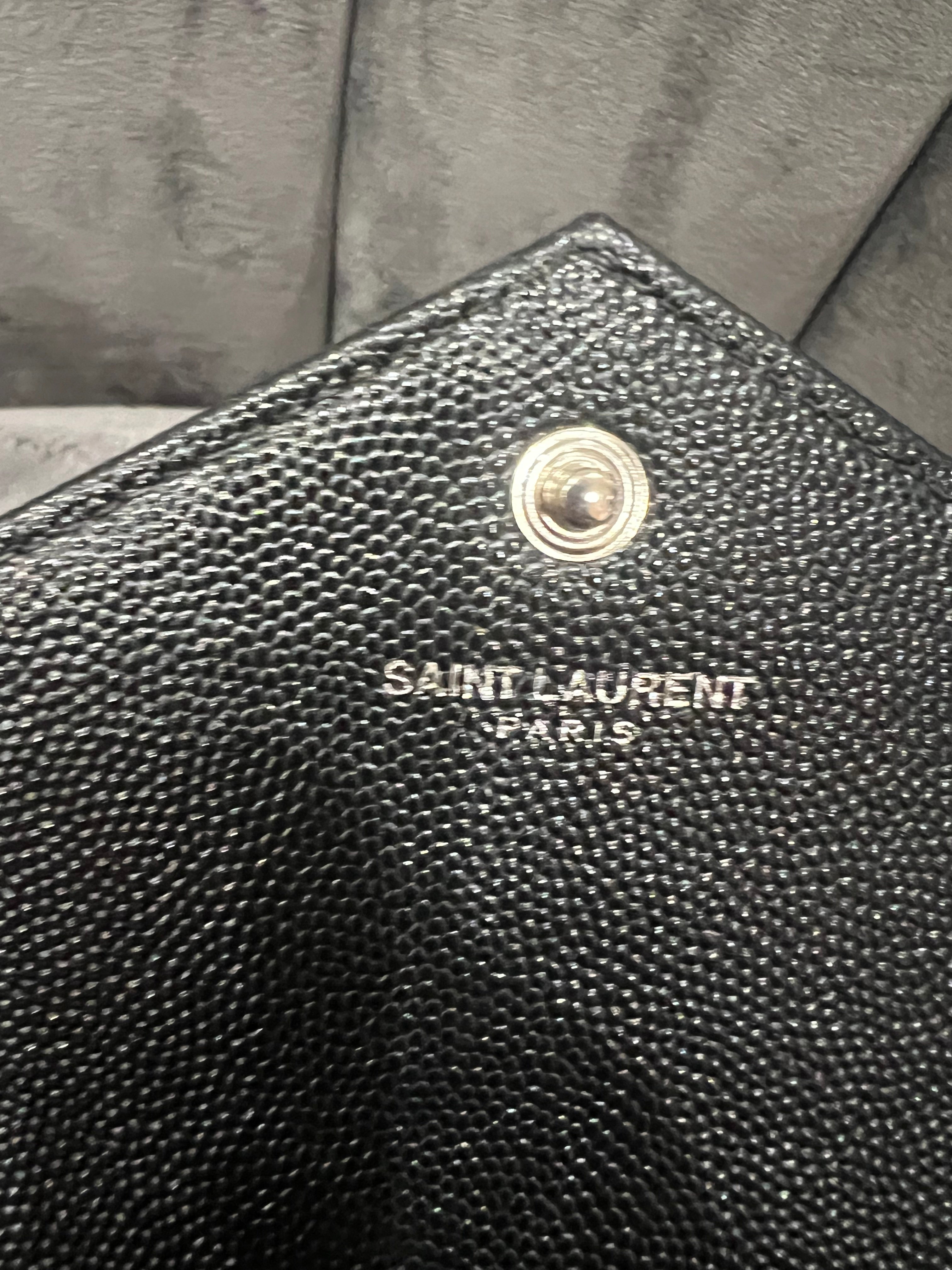 YSL wallet on chain black and silver in size large