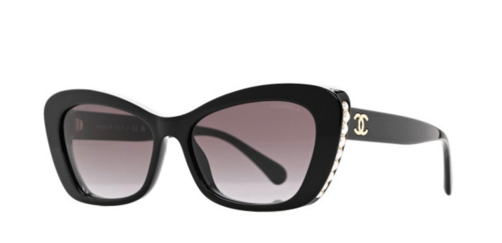 CHANEL Acetate Pearl Cat Eye CC Sunglasses