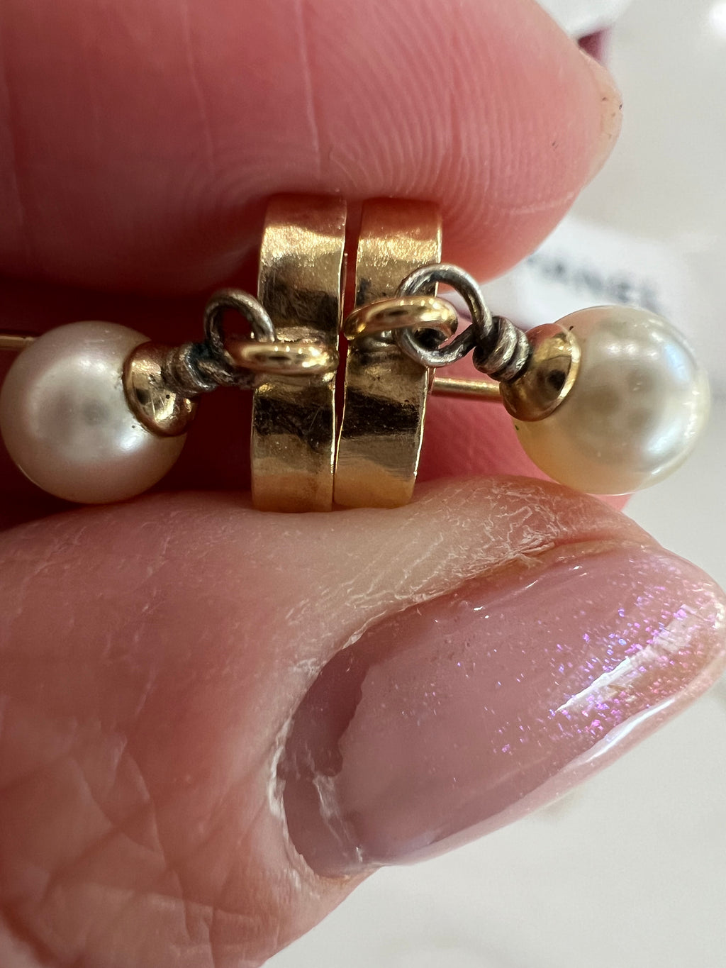 Vintage Chanel CC pearl drop earrings