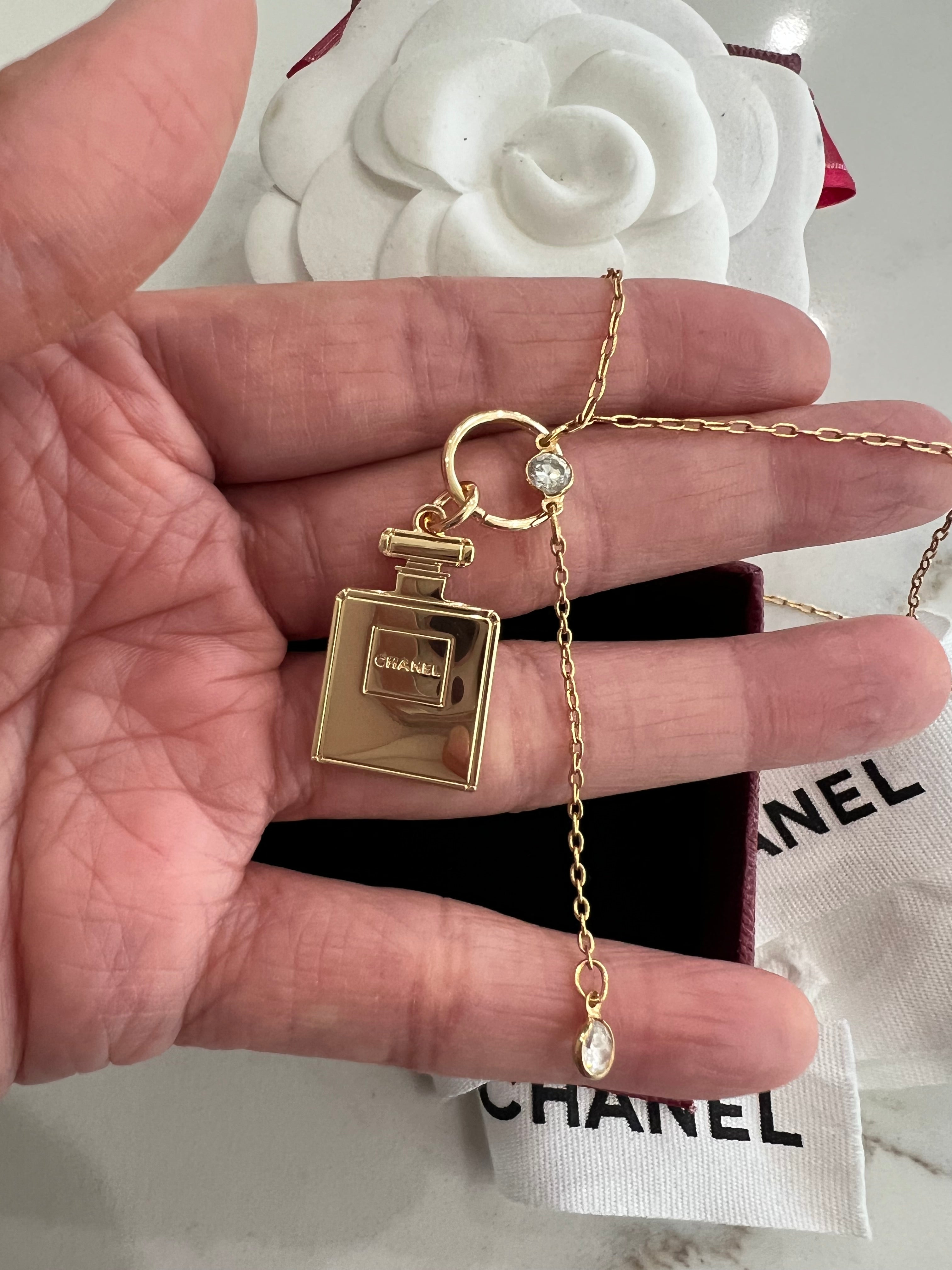 Chanel perfume charm lariat necklace