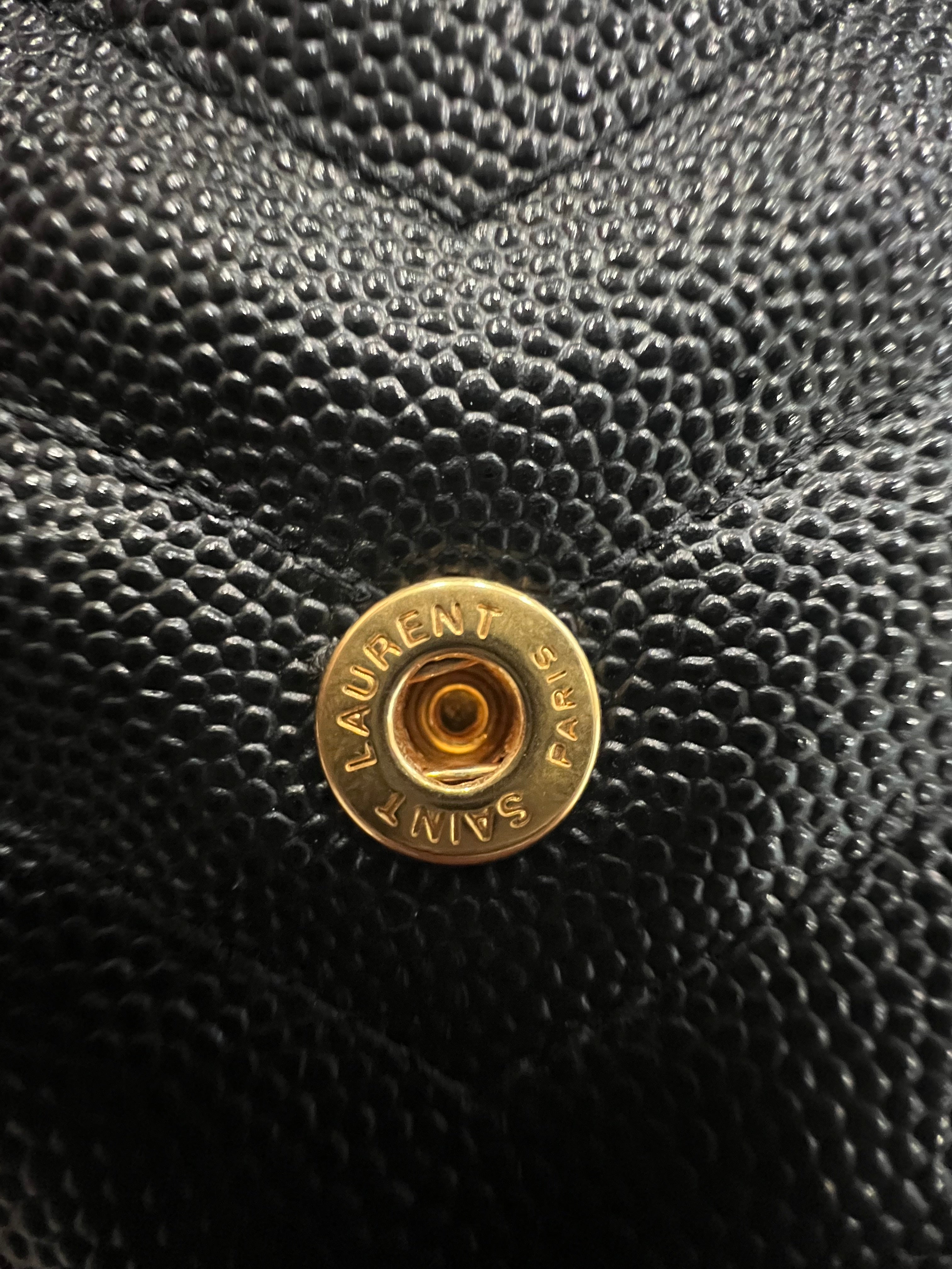 Black YSL cassandre envelope wallet on chain