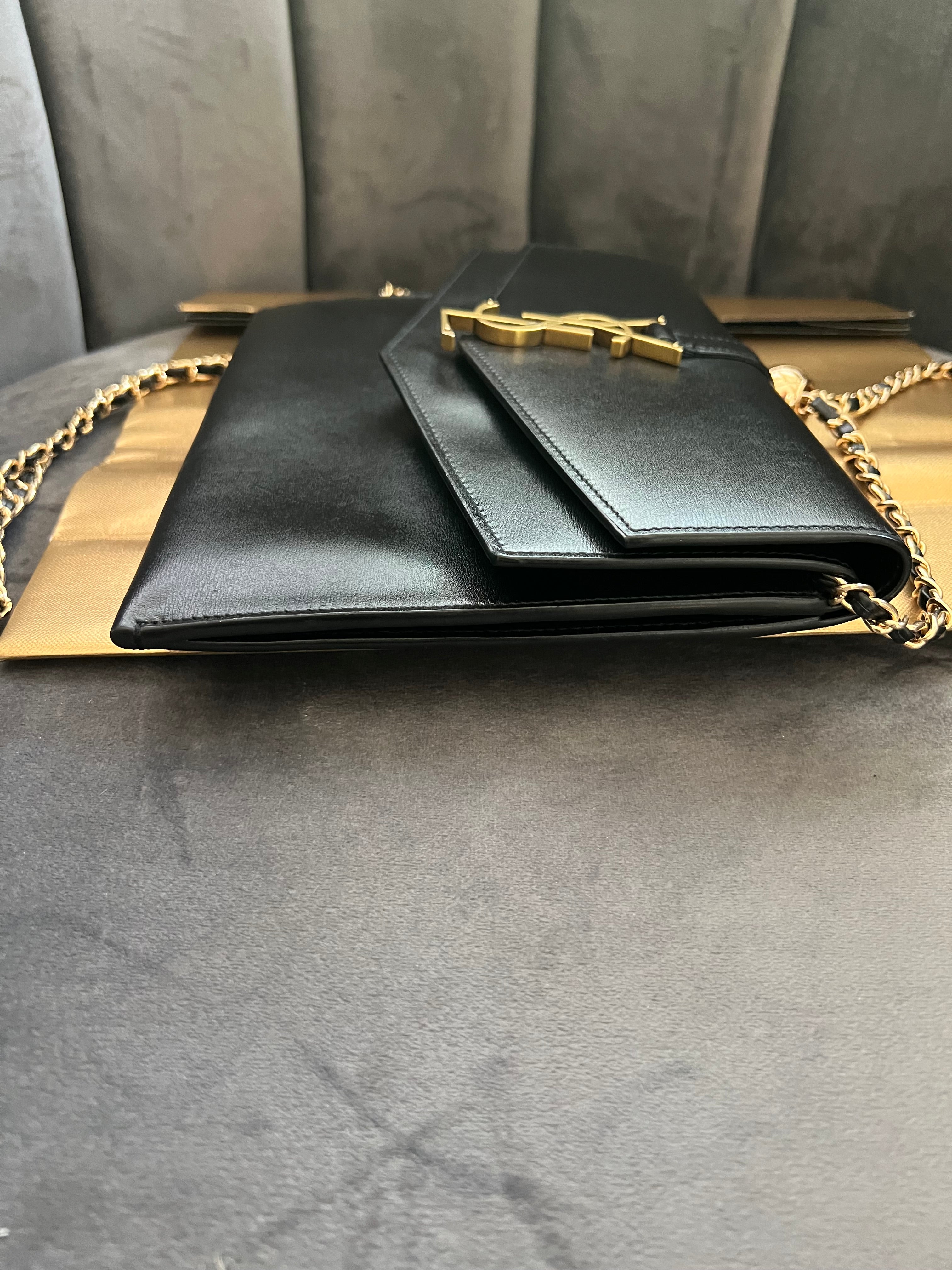SAINT LAURENT Monogram Sulpice Double Flap clutch on chain