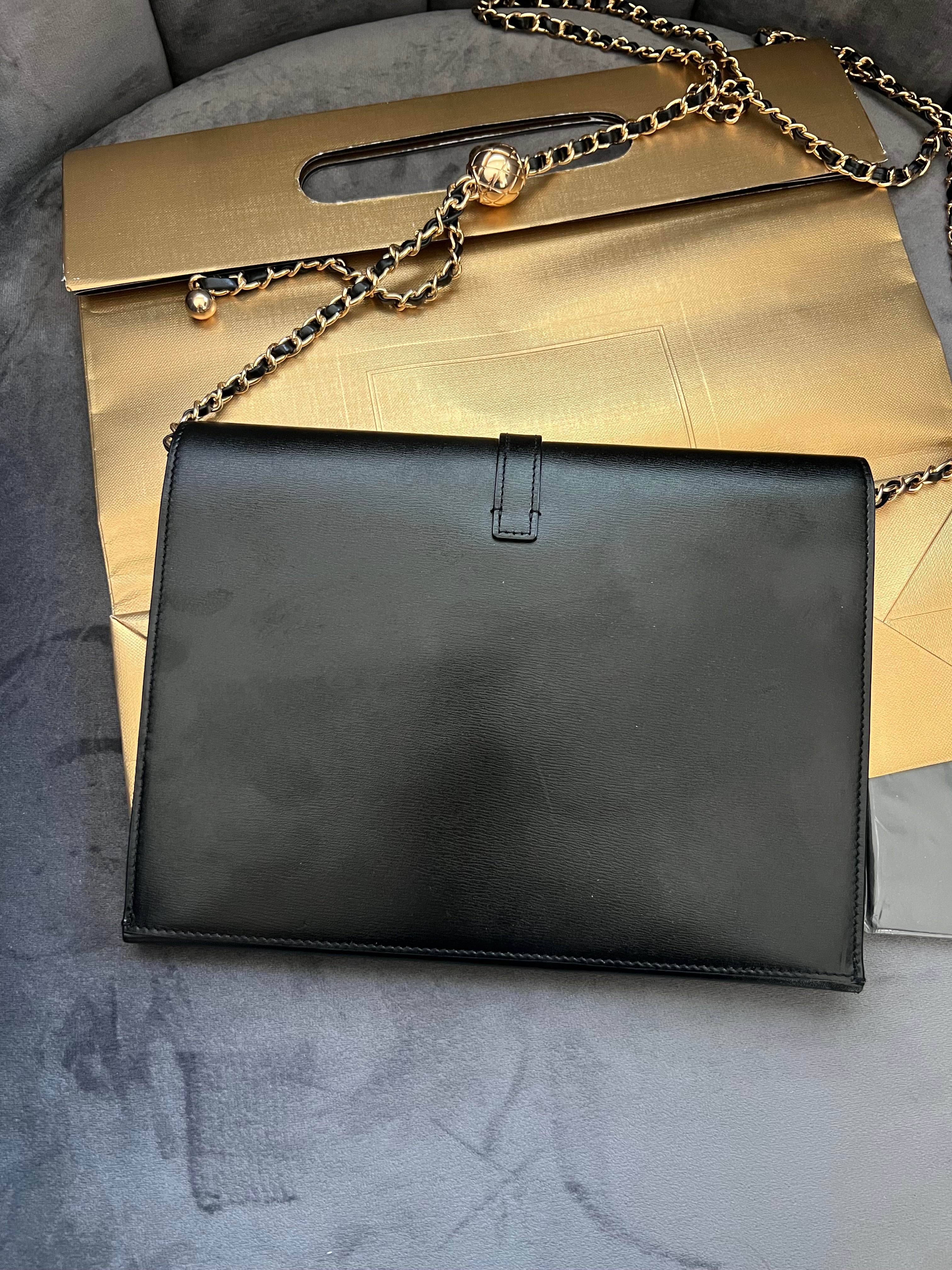 SAINT LAURENT Monogram Sulpice Double Flap clutch on chain