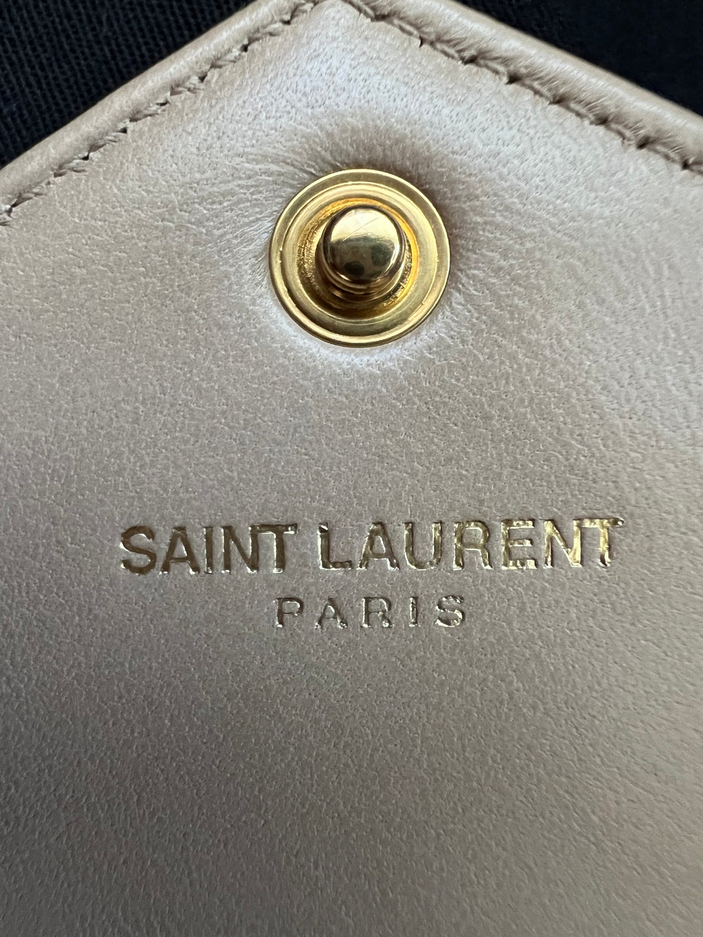 Yves Saint Laurent Cassandre beige envelope flap crossbody bag