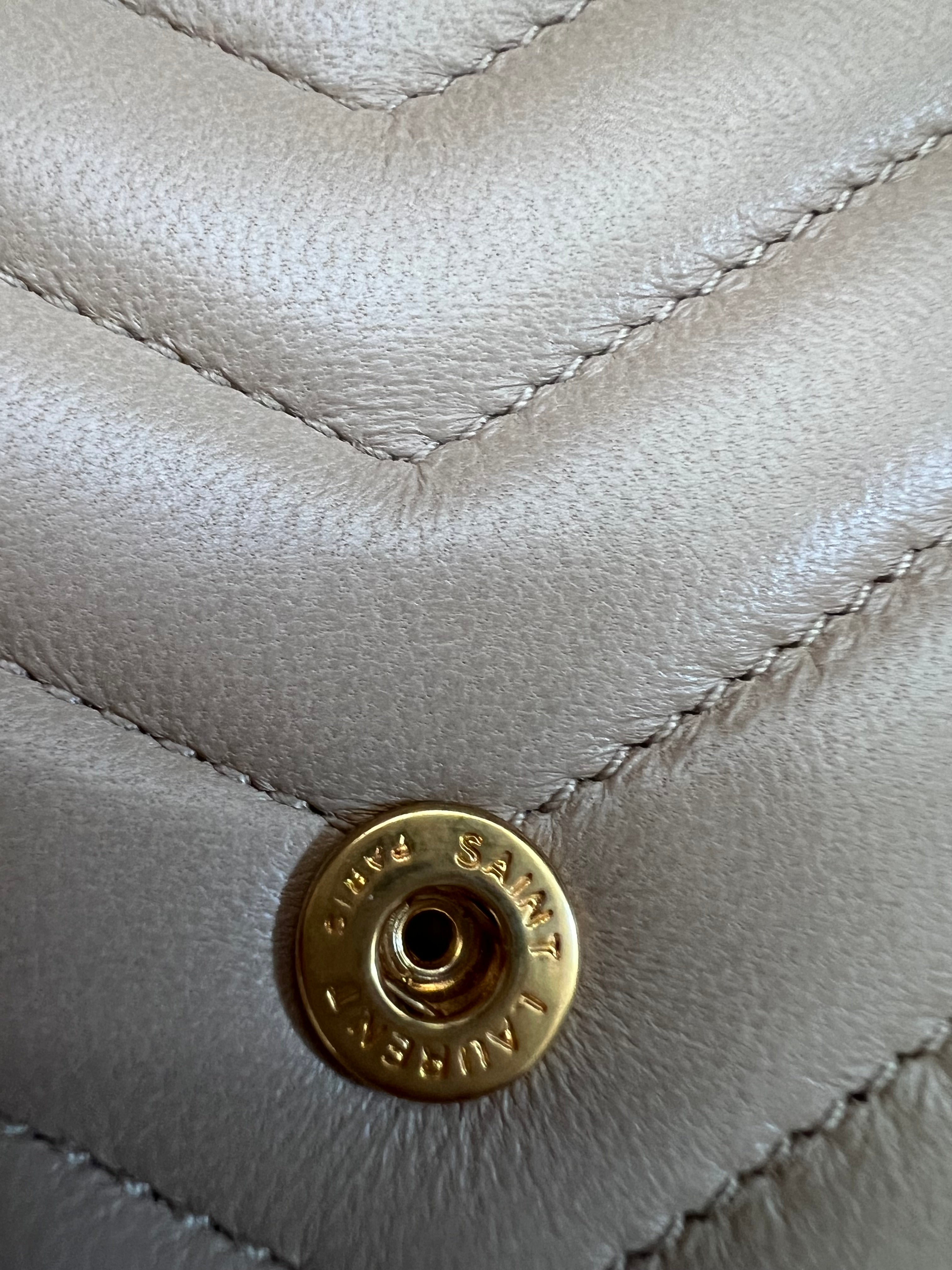 Yves Saint Laurent Cassandre beige envelope flap crossbody bag