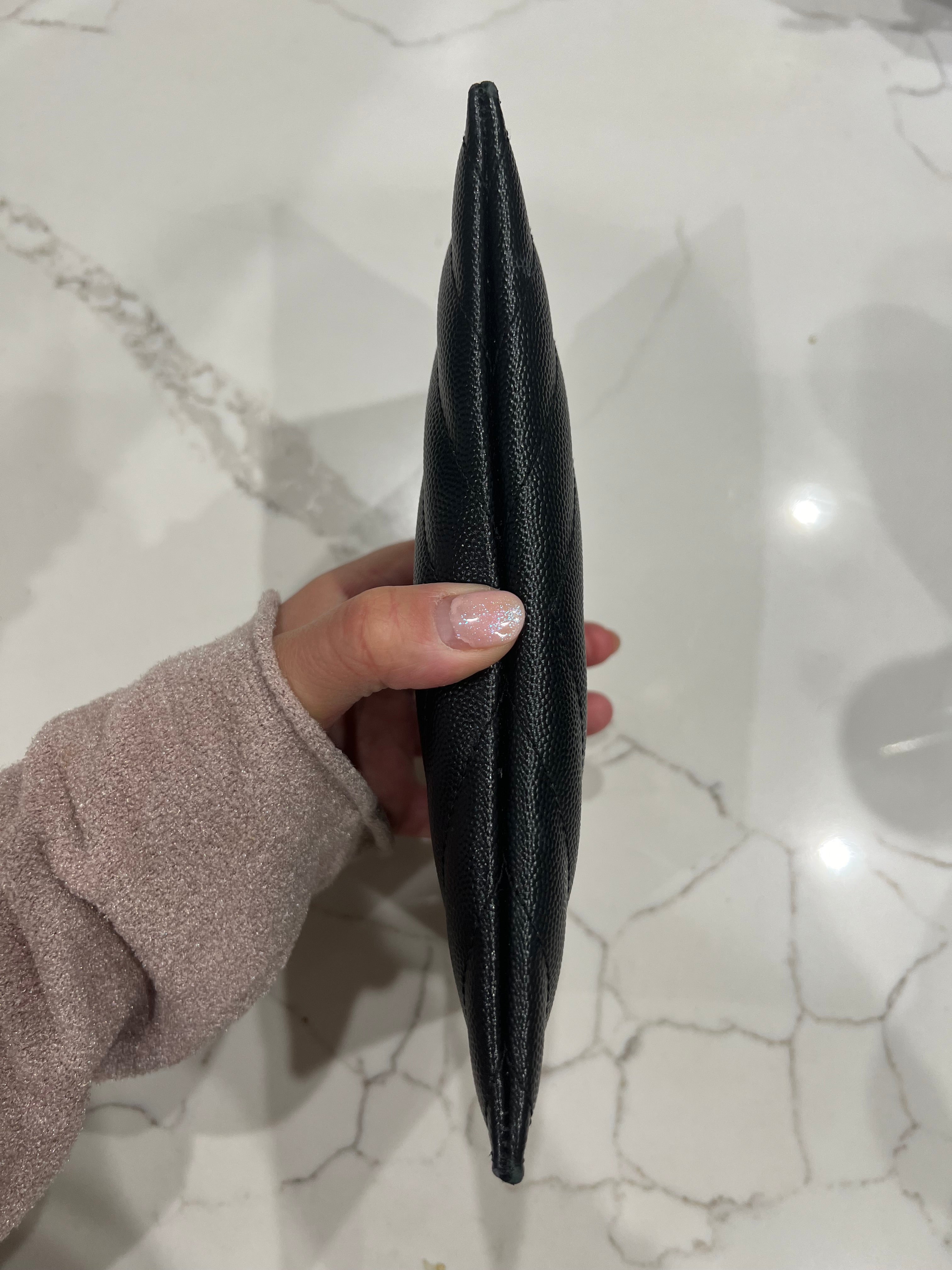 Black YSL monogram clutch wallet on chain