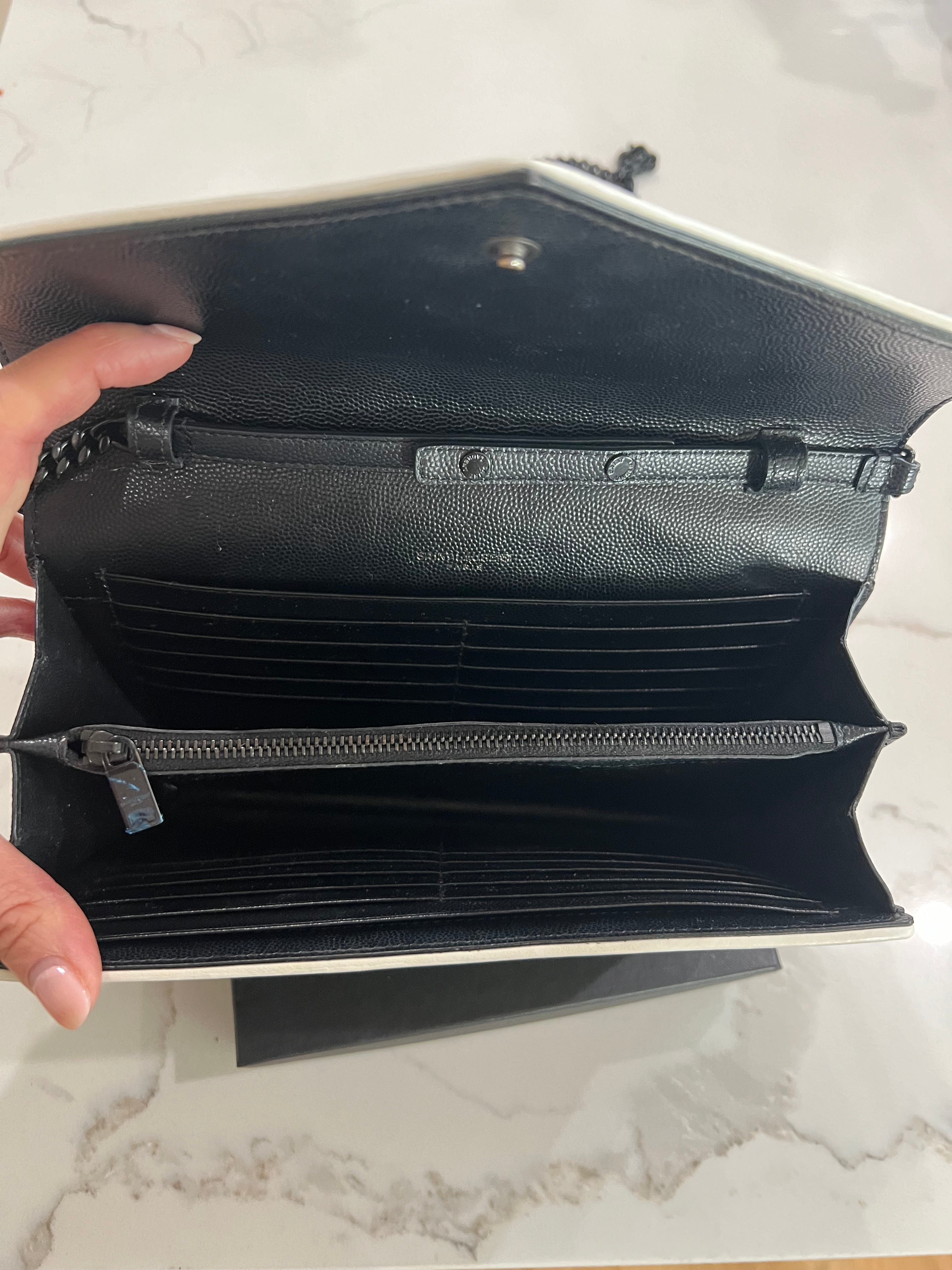 Monogramme Large YSL Grain de Poudre Wallet on Chain