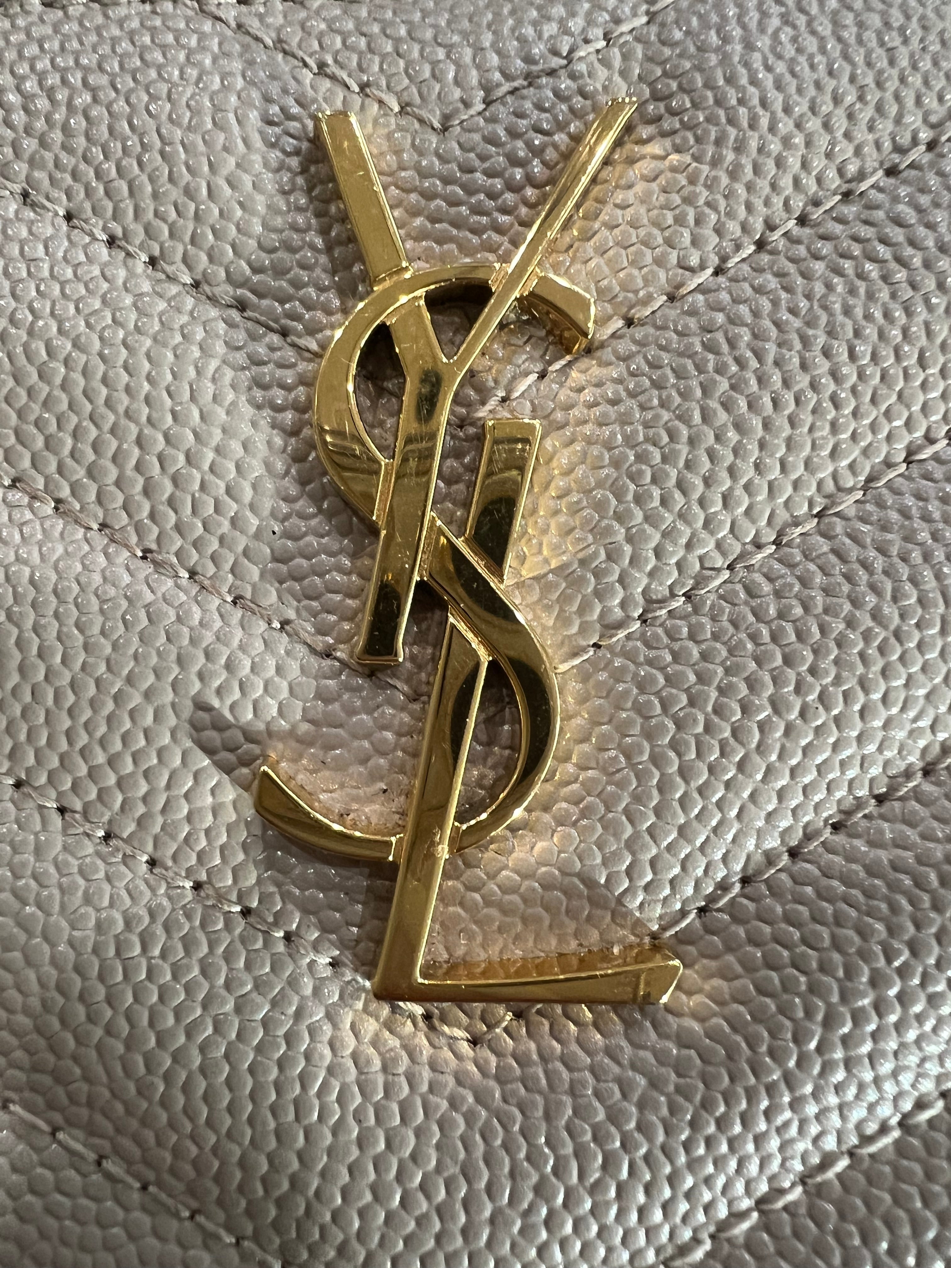 Beige YSL monogram clutch & crossbody bag