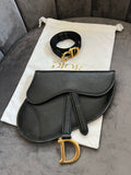 Christian Dior saddle belt bag & shoulder bag black grained