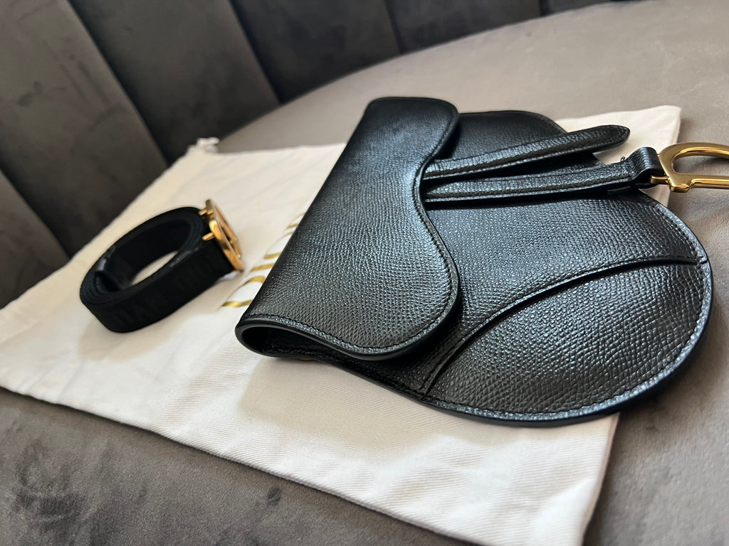 Christian Dior saddle belt bag & shoulder bag black grained