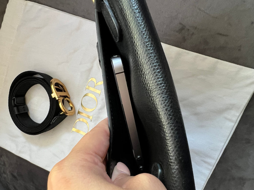 Christian Dior saddle belt bag & shoulder bag black grained