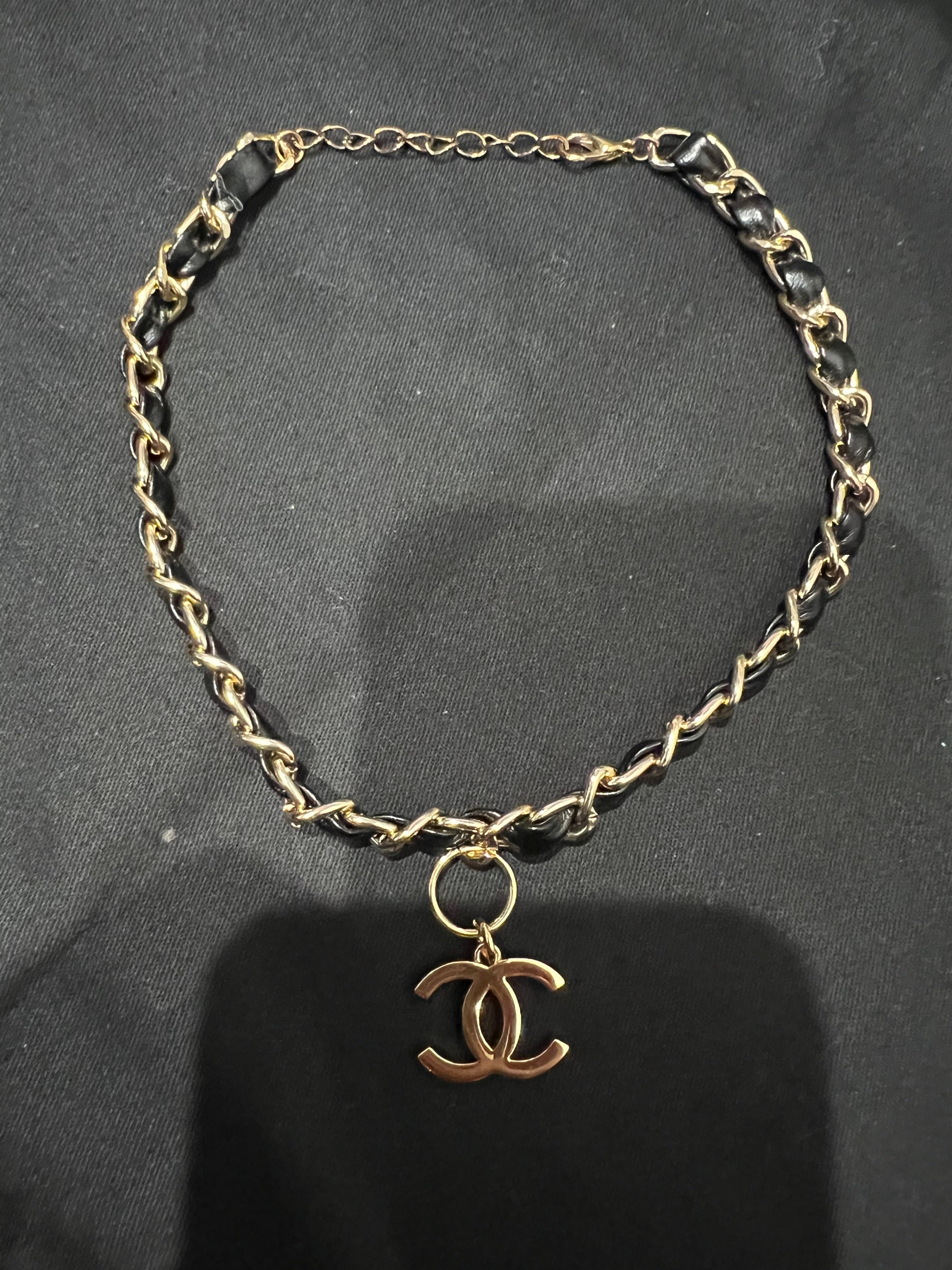 Upcycled Chanel CC charm choker