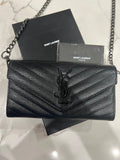 YSL cassandre all black wallet on chain