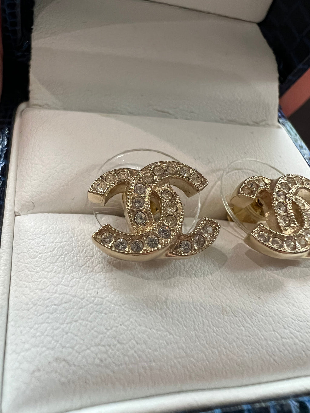 2024 Chanel Gold & Strass CC Earrings with Crystal Accents