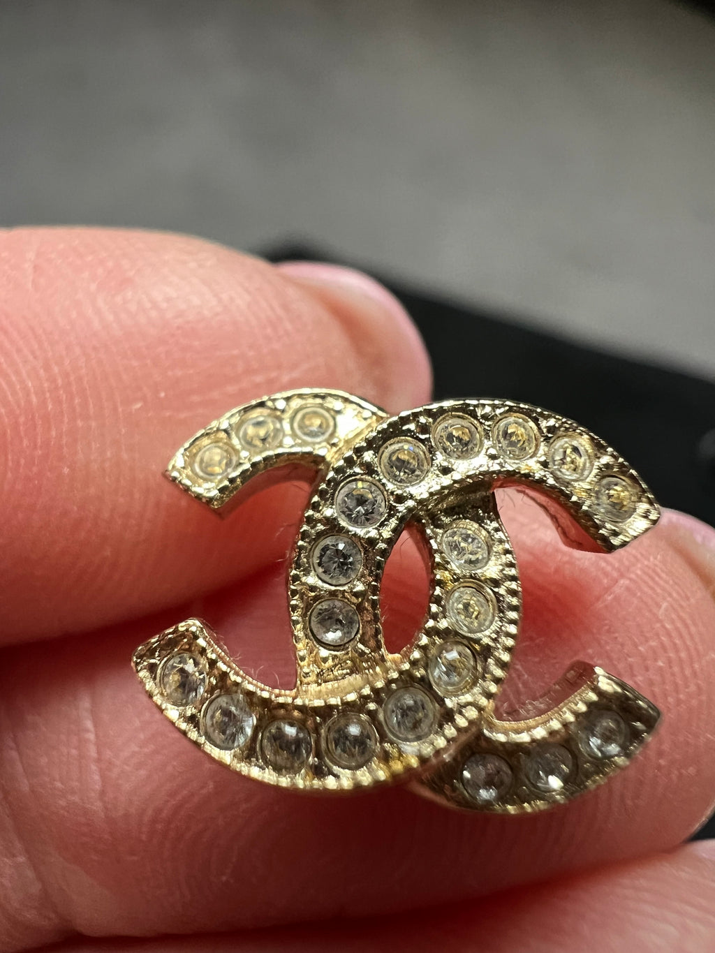 2024 Chanel Gold & Strass CC Earrings with Crystal Accents